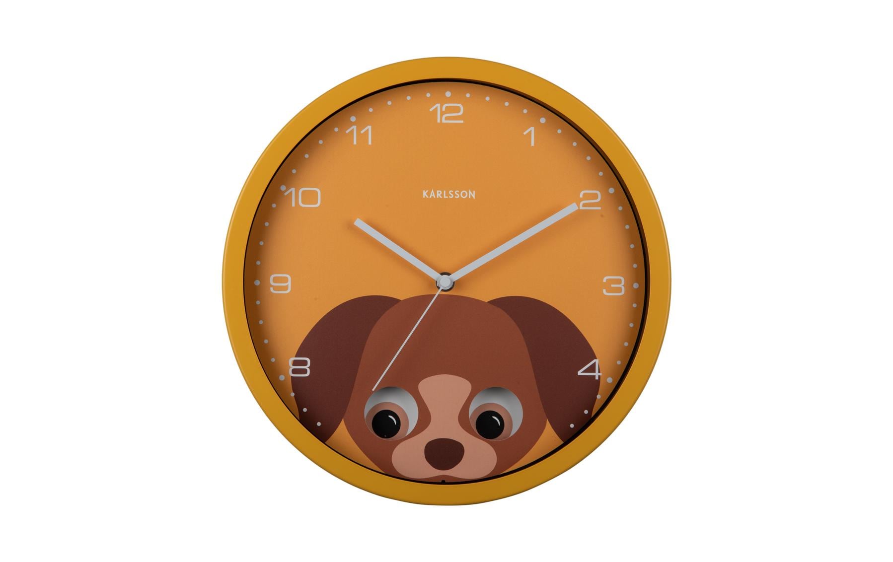 Karlsson Wanduhr Hund – Gelb, Metall