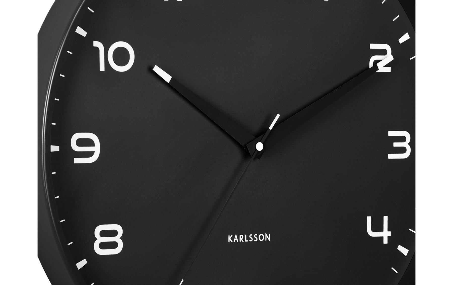 Karlsson Wanduhr Orgullo, Schwarz, Aluminium