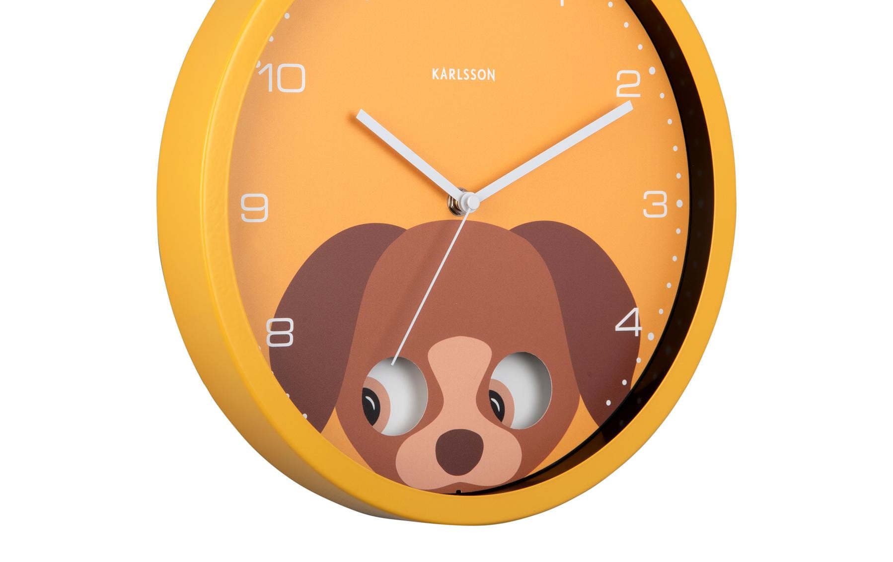 Karlsson Wanduhr Hund – Gelb, Metall