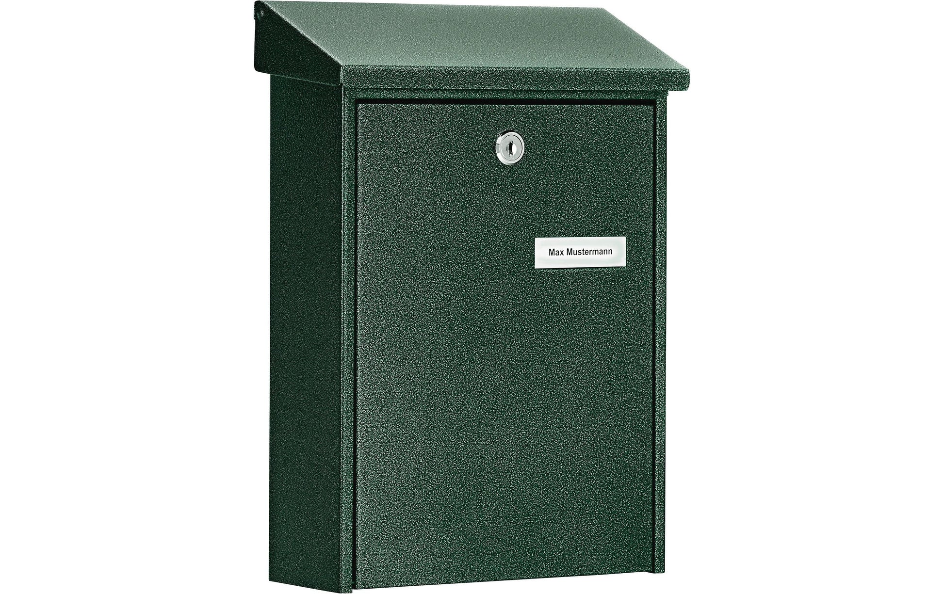 BURG-WÄCHTER Wandmontierter Briefkasten – Stahl, Grün, 22,5 × 7,5 × 30,5 cm