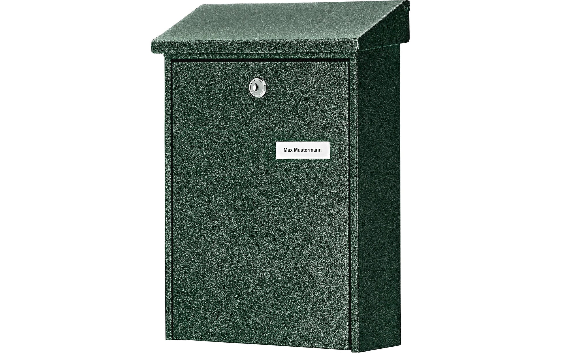 BURG-WÄCHTER Wandmontierter Briefkasten – Stahl, Grün, 22,5 × 7,5 × 30,5 cm