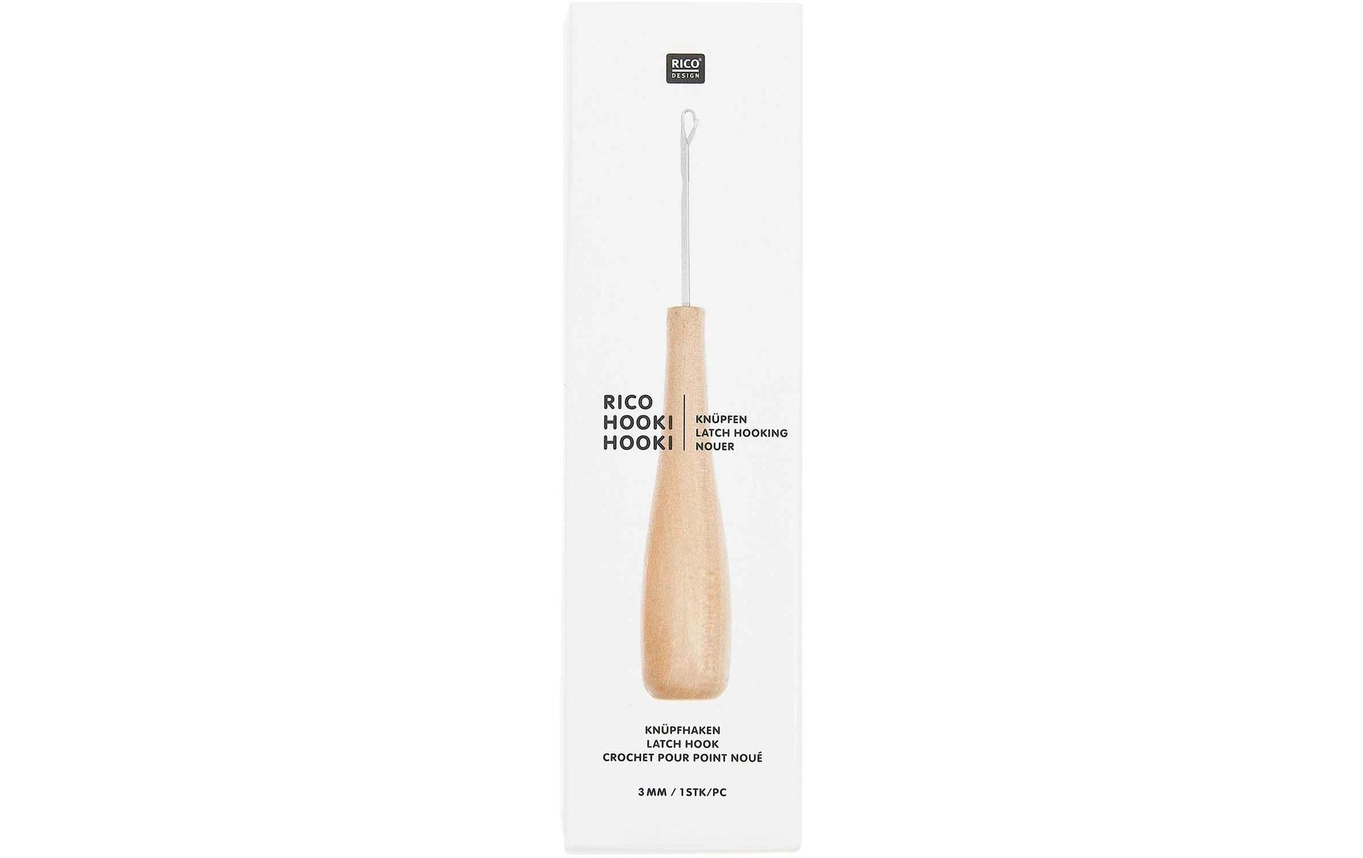 Rico Design Knüpfhaken, Holz (Buche) / Stahl, 10 cm, 3 mm, 1 Stk