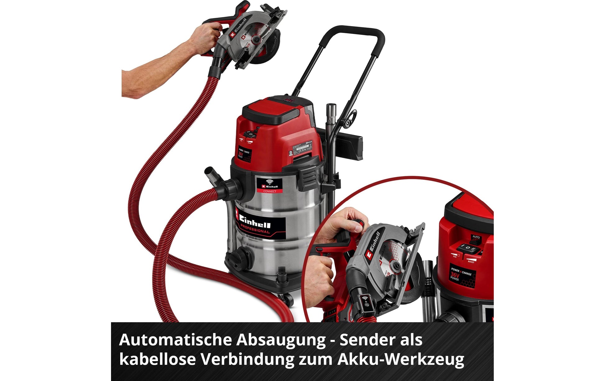 Einhell professional Einhell Nass-/Trockensauger TP-VC 36/30 S Auto-Solo – 2-in-1, 900 W, 30 l, Akkubetrieb