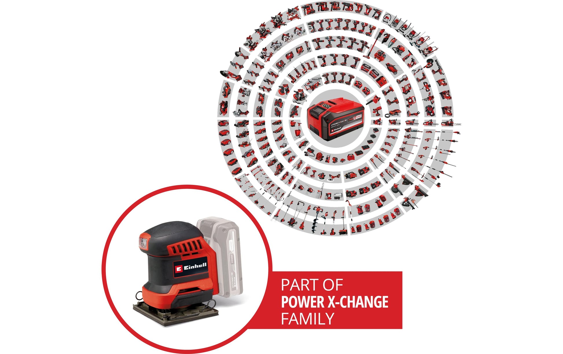 Einhell Akku-Faustschleifer TE-OS 18/113 – 18 V (Power X-Change) – Mikro-Klettverschluss – Solo