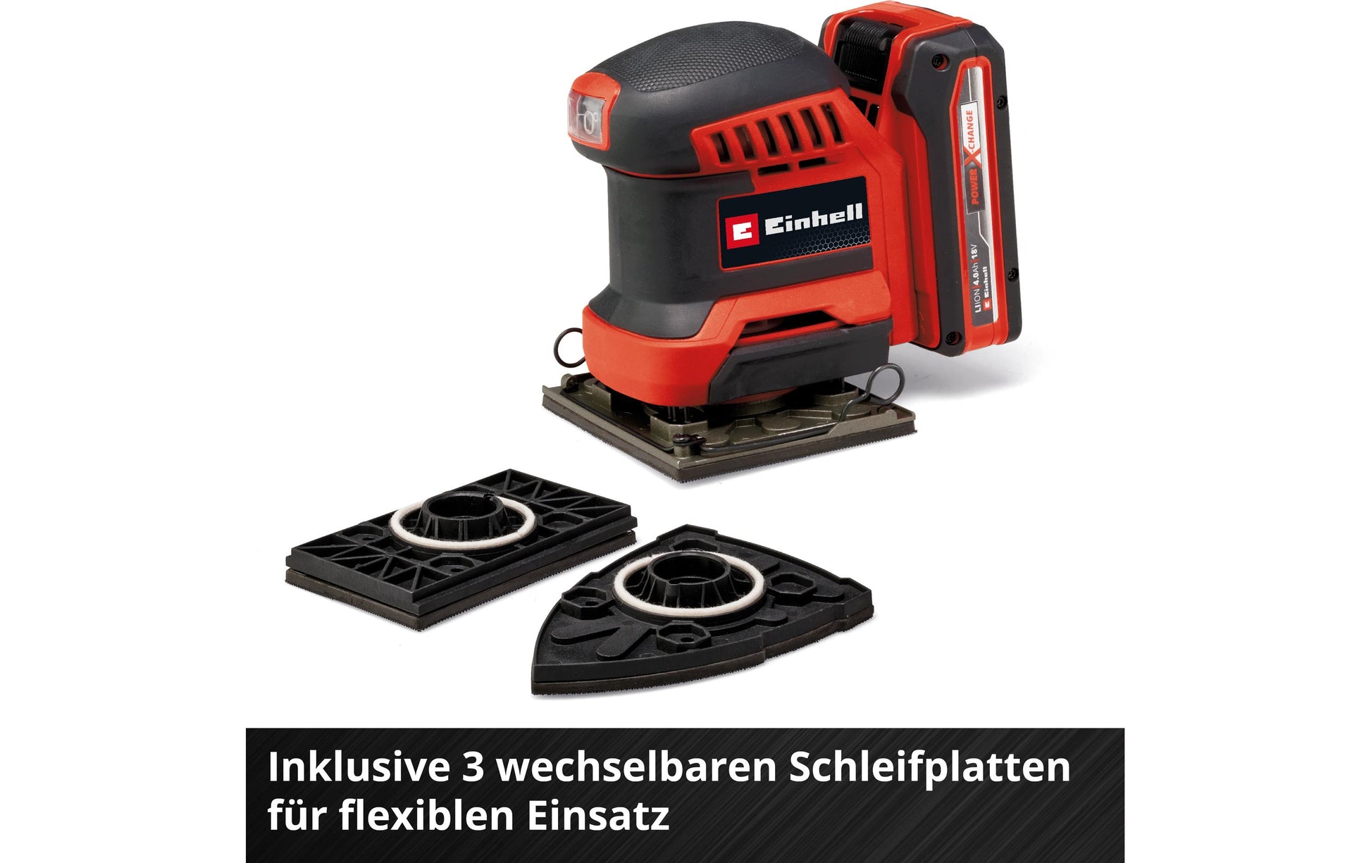 Einhell Akku-Faustschleifer TE-OS 18/113 – 18 V (Power X-Change) – Mikro-Klettverschluss – Solo