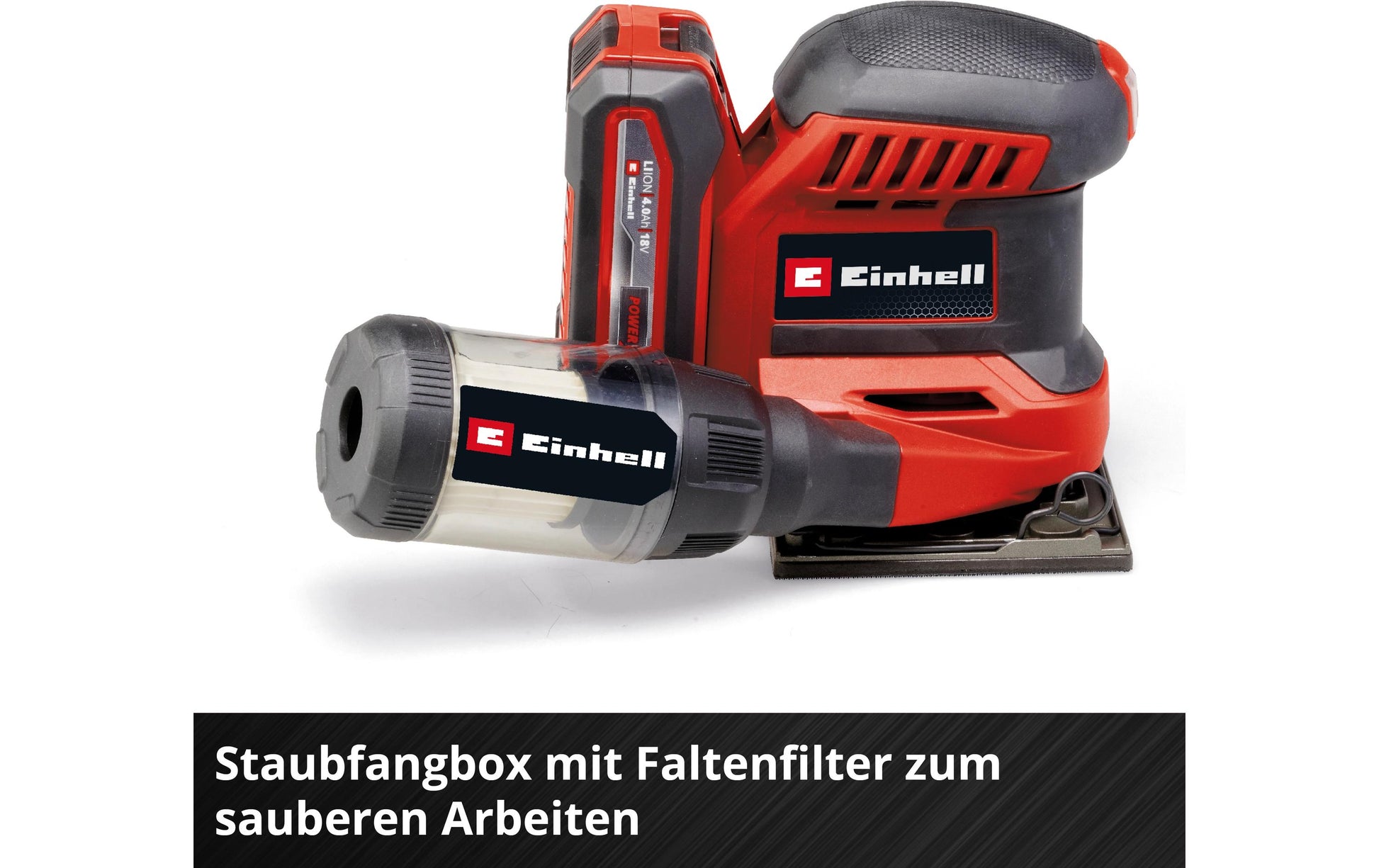 Einhell Akku-Faustschleifer TE-OS 18/113 – 18 V (Power X-Change) – Mikro-Klettverschluss – Solo