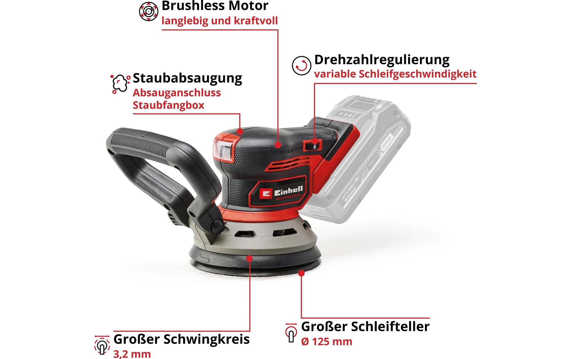 Einhell professional Einhell Exzenterschleifer TP-RS 18/32 Li BL – 18 V (Power X-Change) – Solo – Brushless