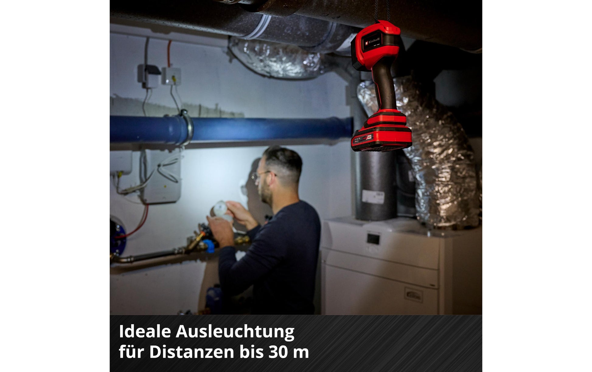 Einhell Taschenlampe TC-CL 18/350 Li - Solo – Akku (Power X-Change) – Rot