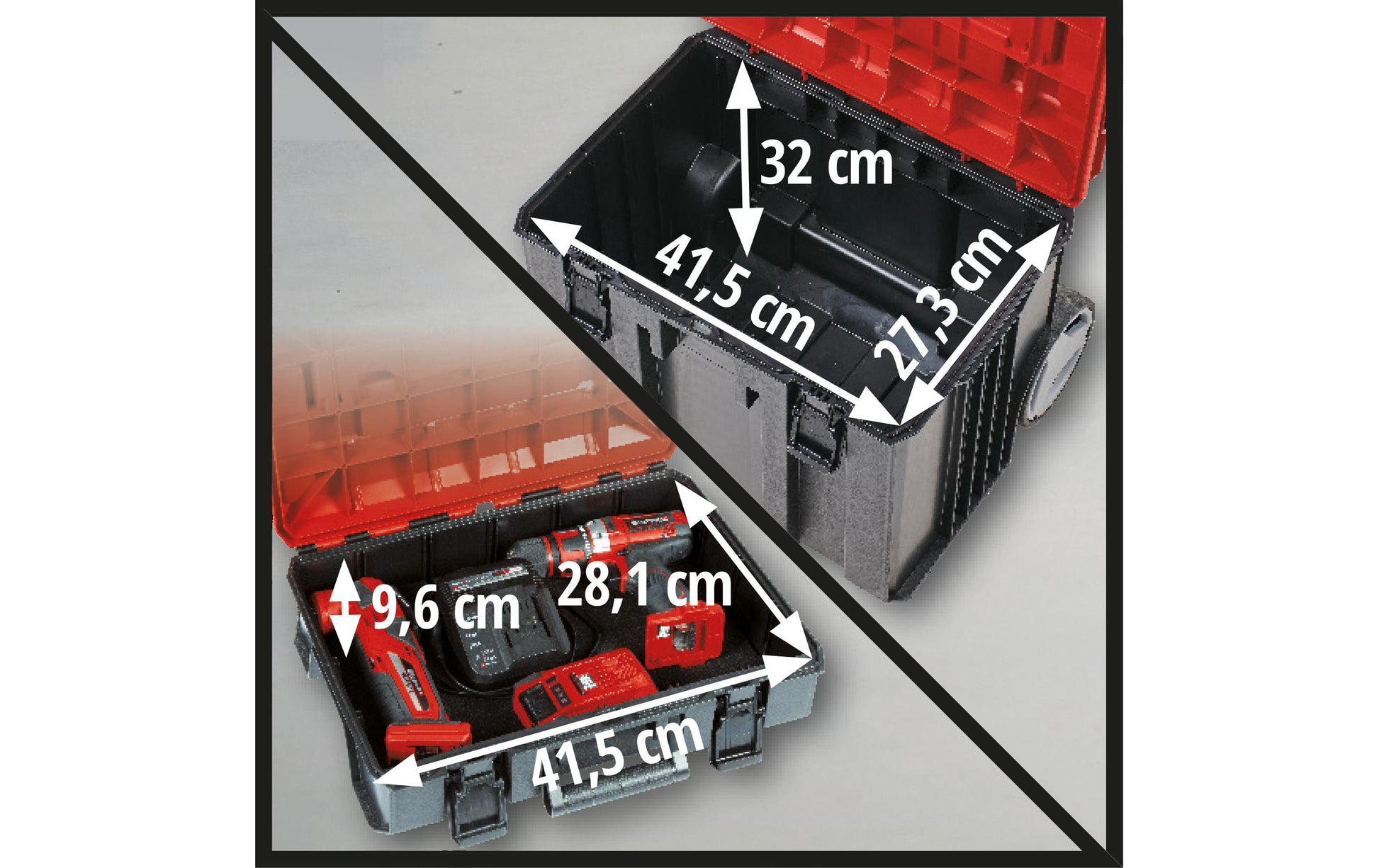 Einhell E-Case Tower Systemkoffer – bestückt, schwarz