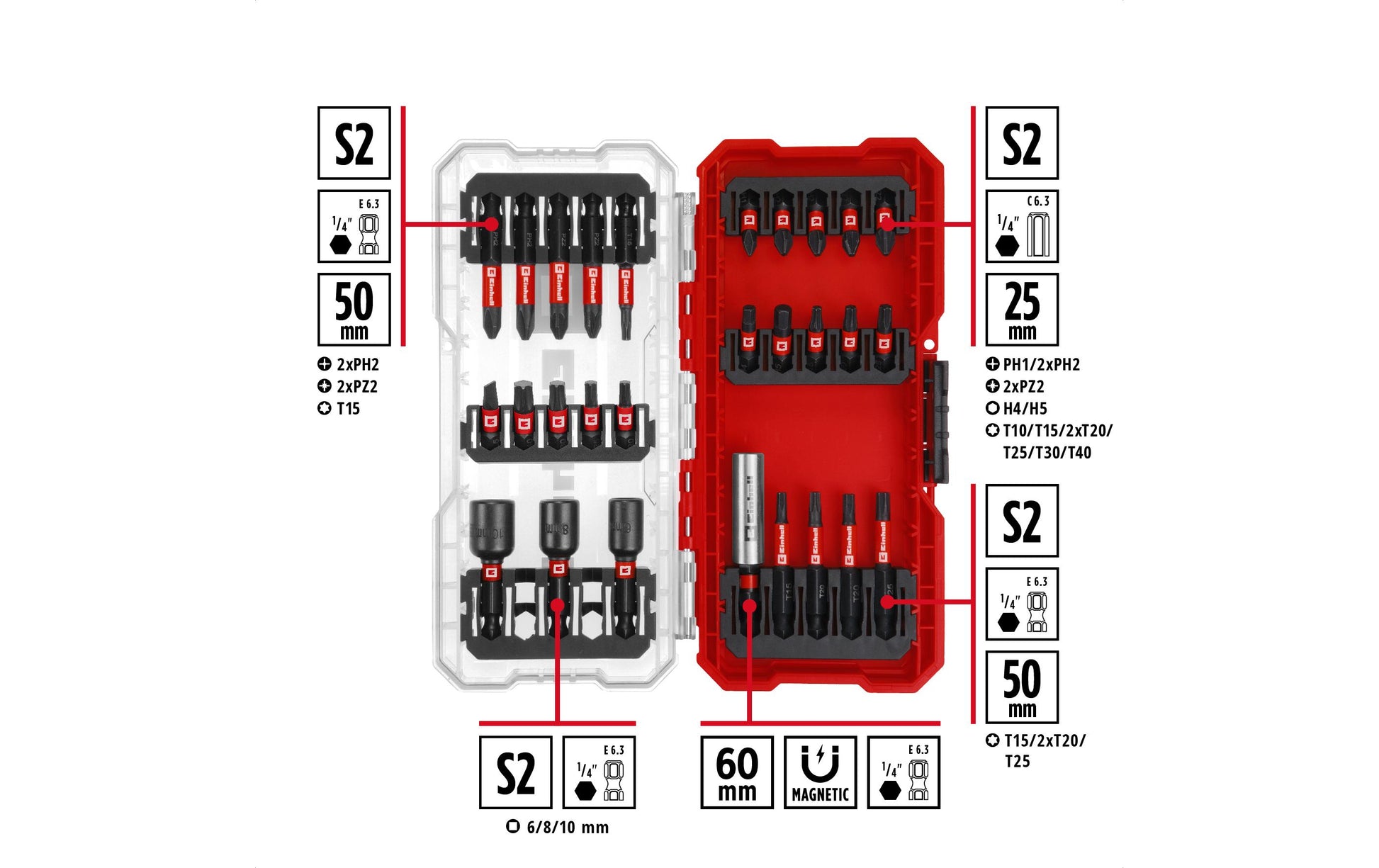 Einhell Bohr- & Bit-Set 28-tlg. Sechskant – in Kassette