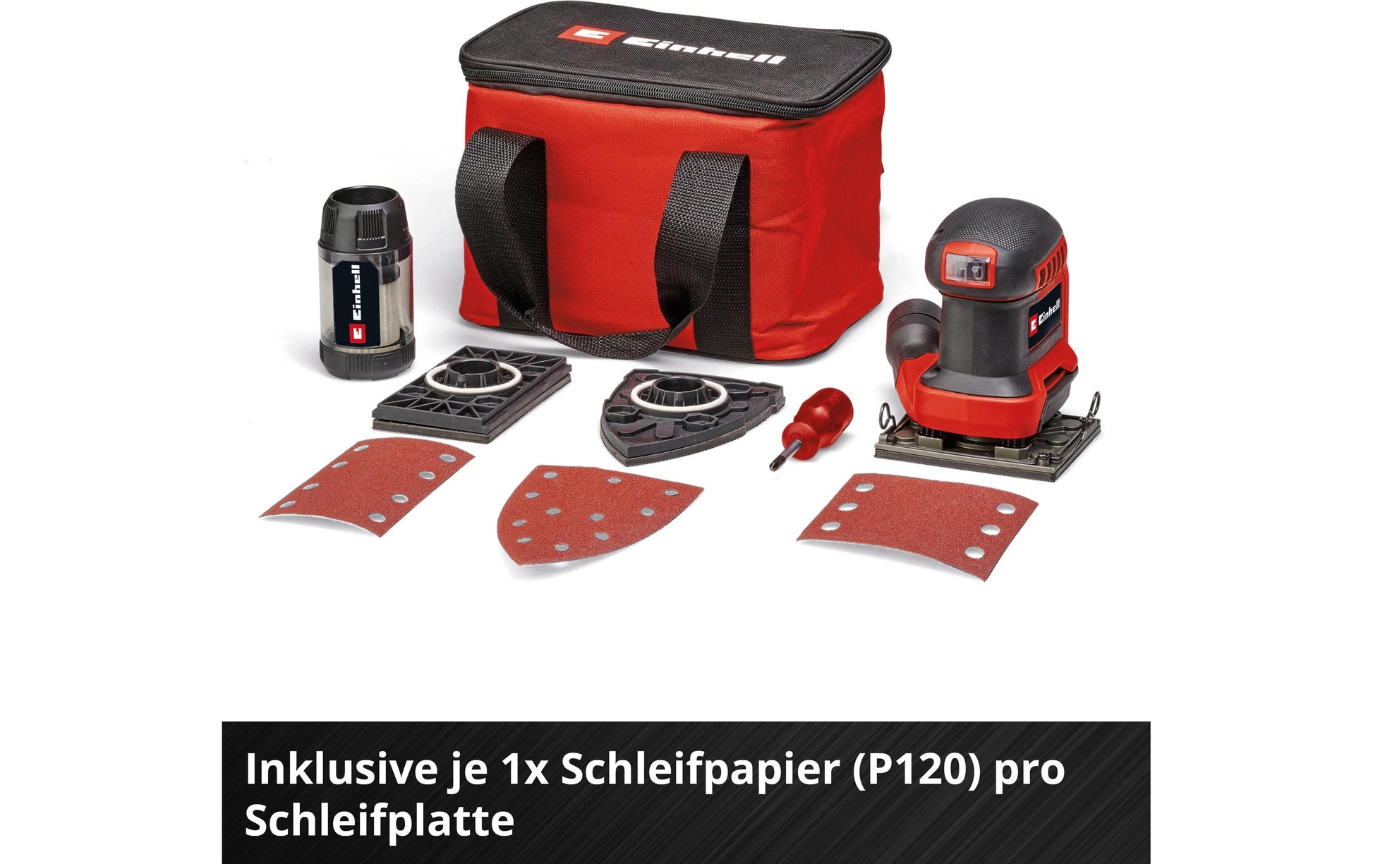 Einhell Akku-Faustschleifer TE-OS 18/113 – 18 V (Power X-Change) – Mikro-Klettverschluss – Solo