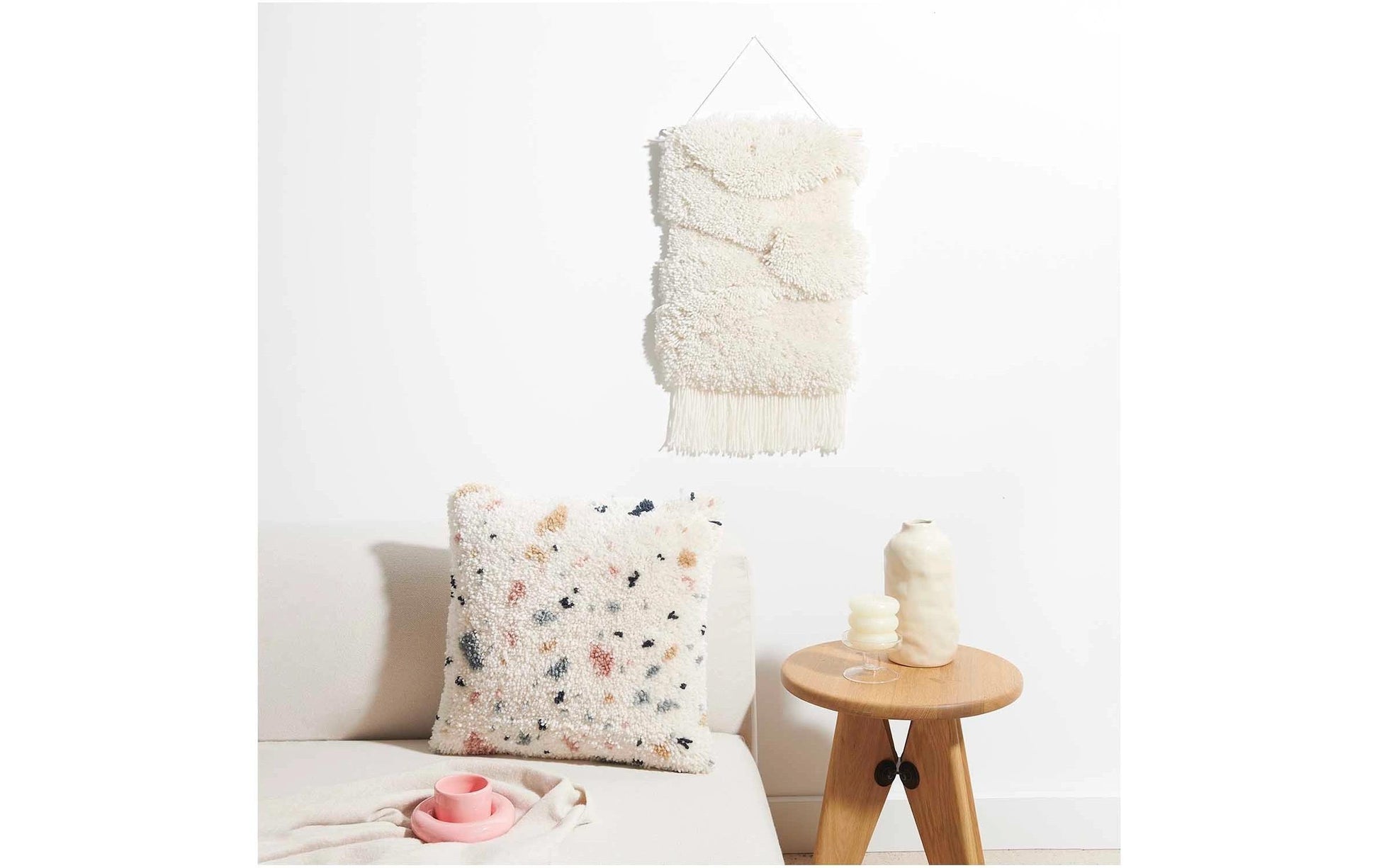 Rico Design Hooki Hooki – Knüpfset Kissen Terrazzo – 40 × 40 cm – ab 8 Jahren