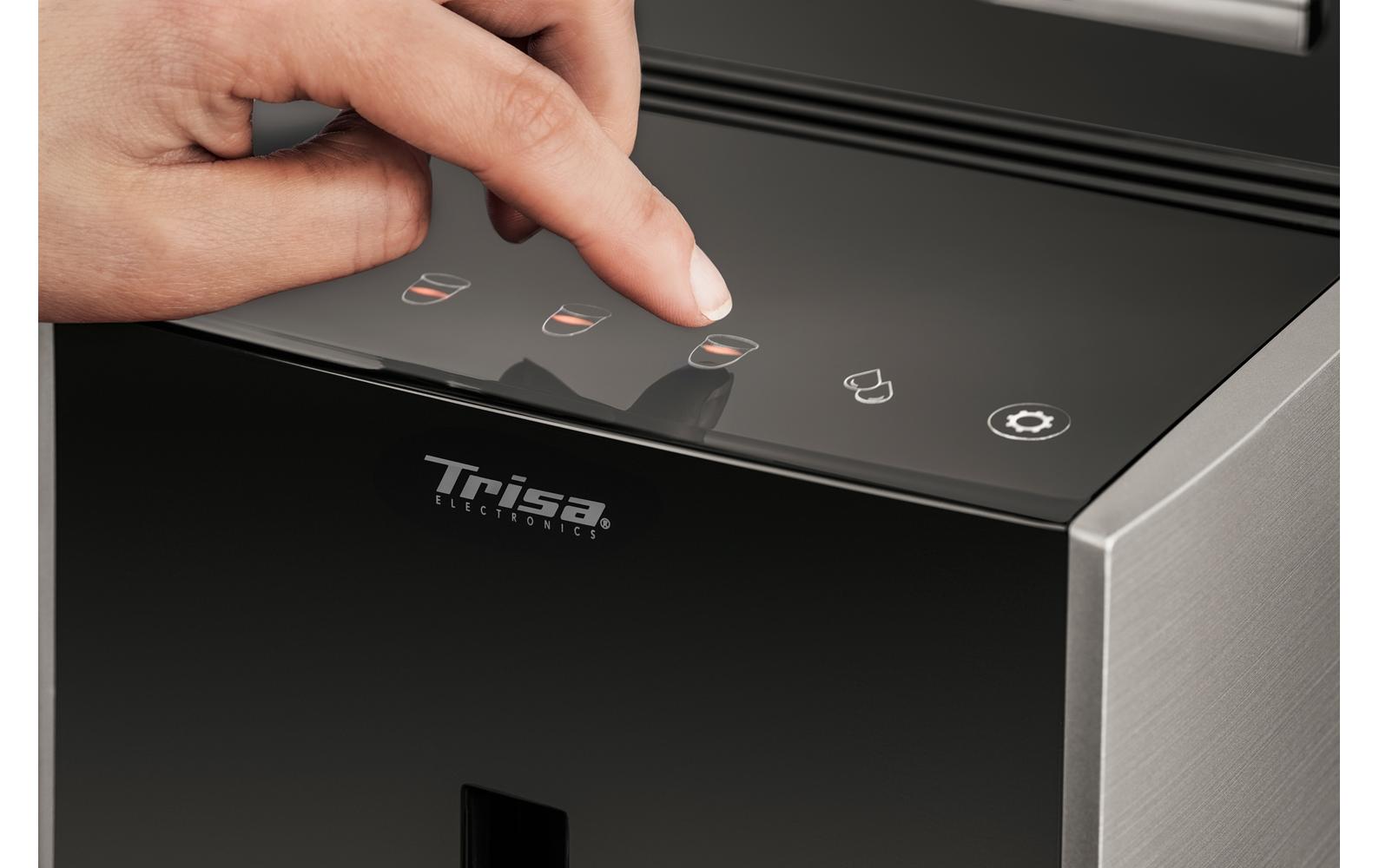Trisa Crema One Touch 6220.4245 Kaffeevollautomat – 1,2 l, 130 g Bohnenbehälter, 19 bar, schwarz/silber