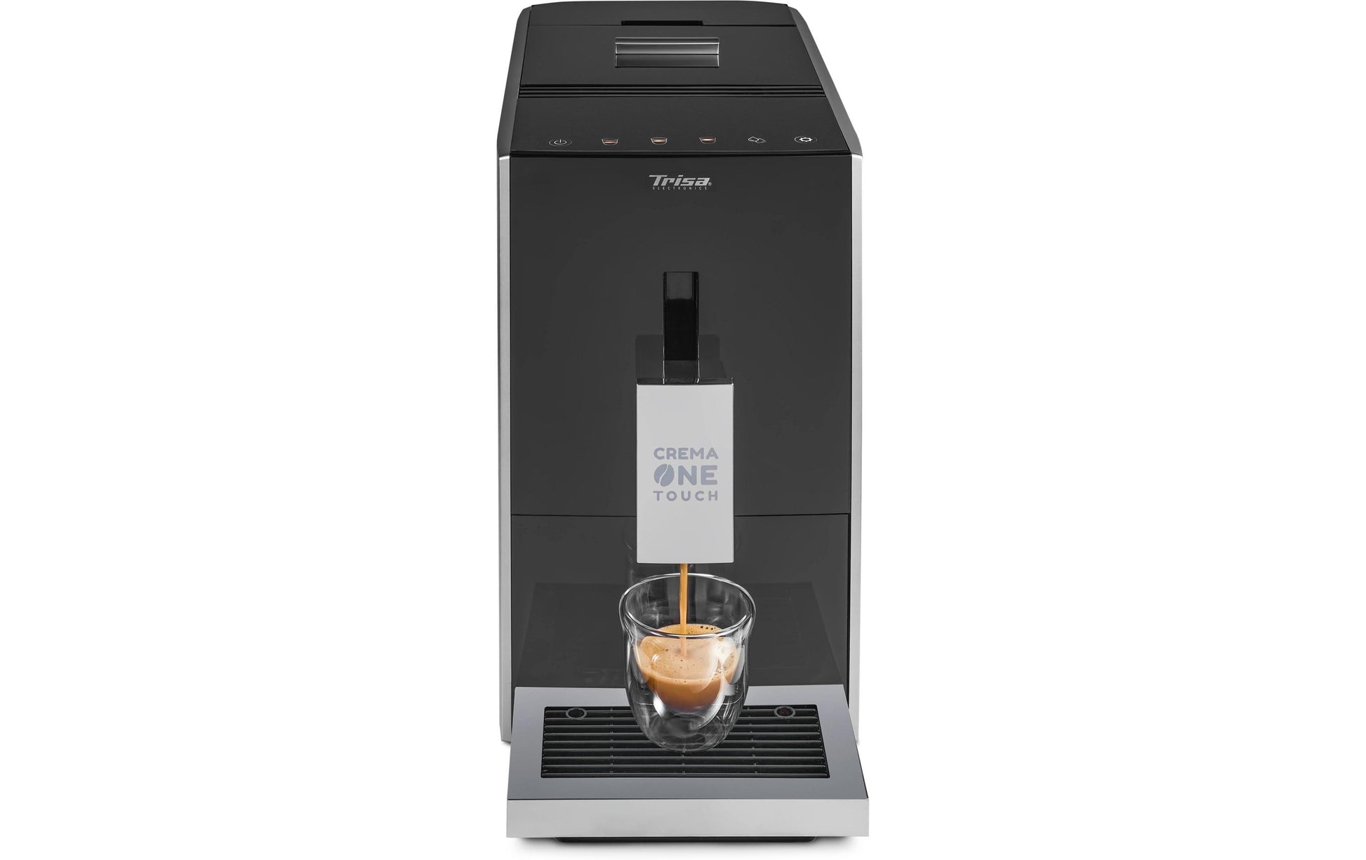 Trisa Crema One Touch 6220.4245 Kaffeevollautomat – 1,2 l, 130 g Bohnenbehälter, 19 bar, schwarz/silber