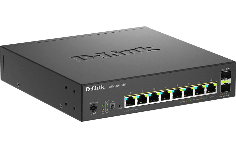 D-Link DMS-1250-10SPL/E – Managed Switch – 8×2.5G, 2×SFP+, L2, PoE++ 120 W, 1U