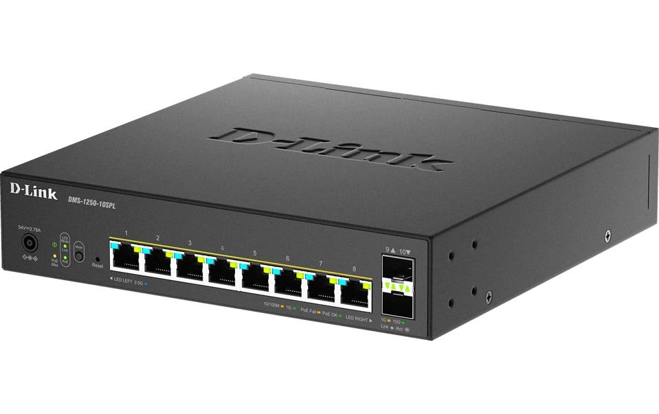 D-Link DMS-1250-10SPL/E – Managed Switch – 8×2.5G, 2×SFP+, L2, PoE++ 120 W, 1U