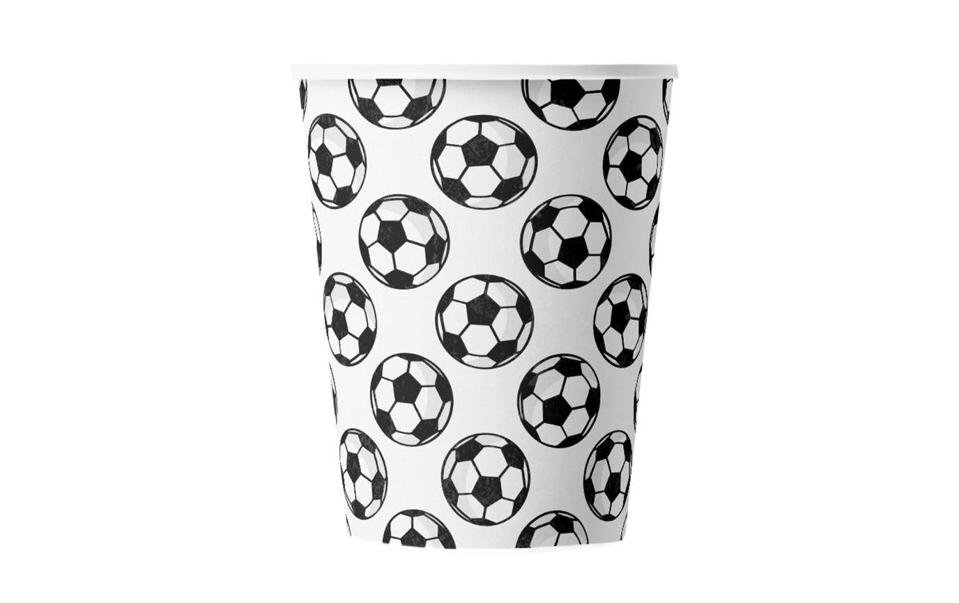 Braun + company Becher, Papier – 2,5 dl, Football, weiss – 10 Stk.