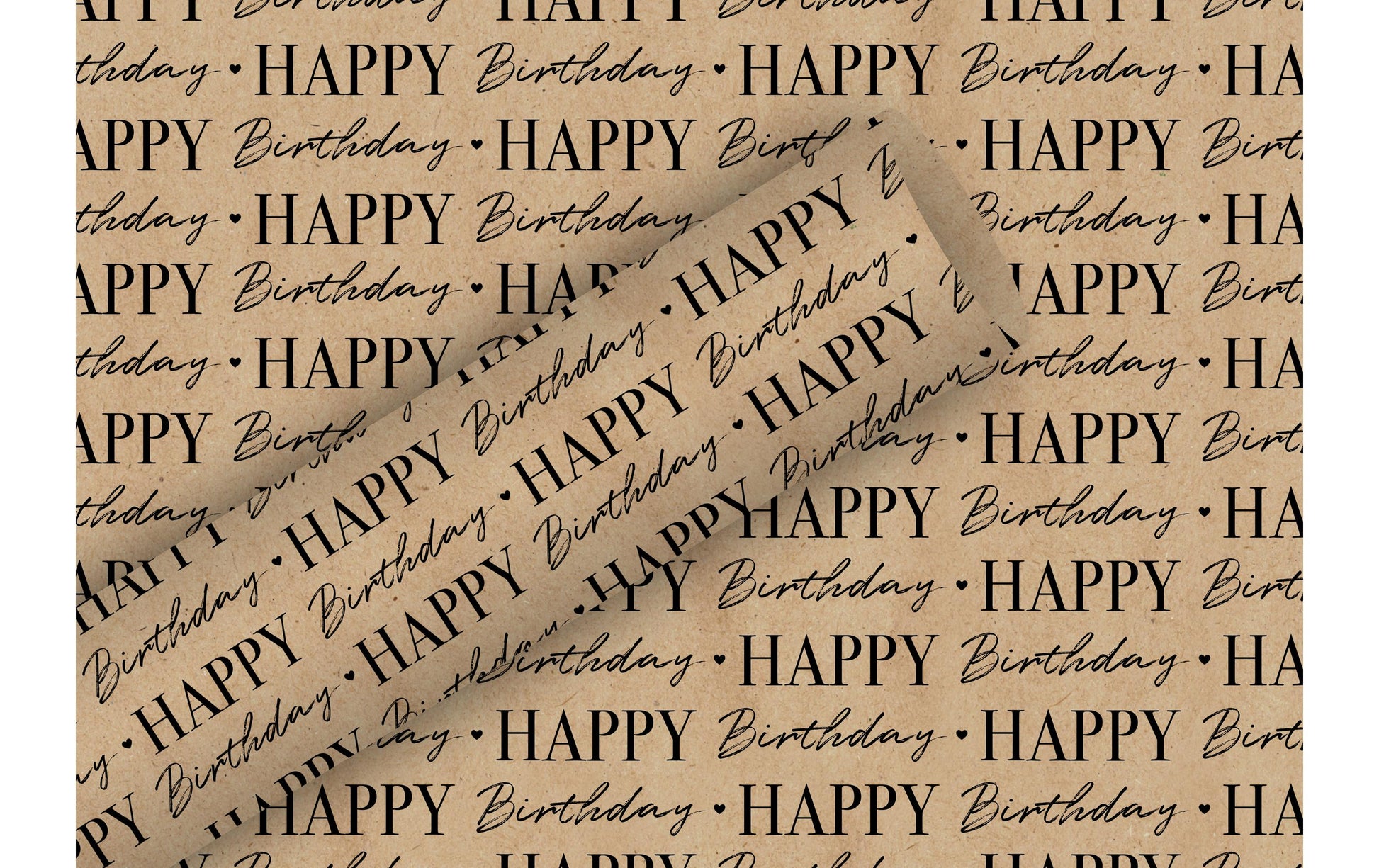 Braun + Company Everyday By Nature Geschenkpapierrolle – Graphic Birthday – Kraftpapier, 70 g/m2 – 700 × 2000 mm