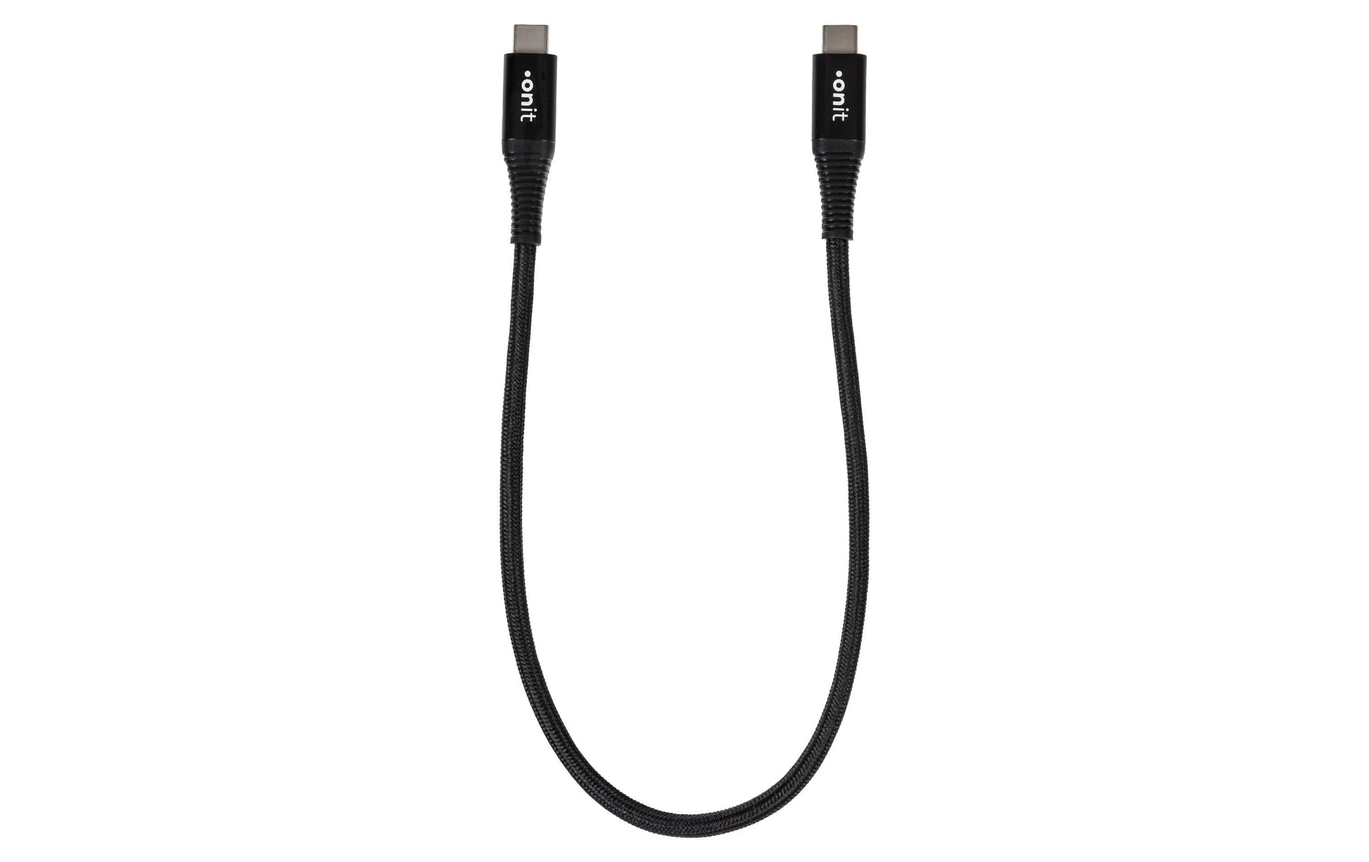 ONIT USB-C auf USB-C Kabel – USB 3.2 Gen 1 (5 Gbit/s) – 0,3 m – PD 60 W – Textilmantel – Schwarz