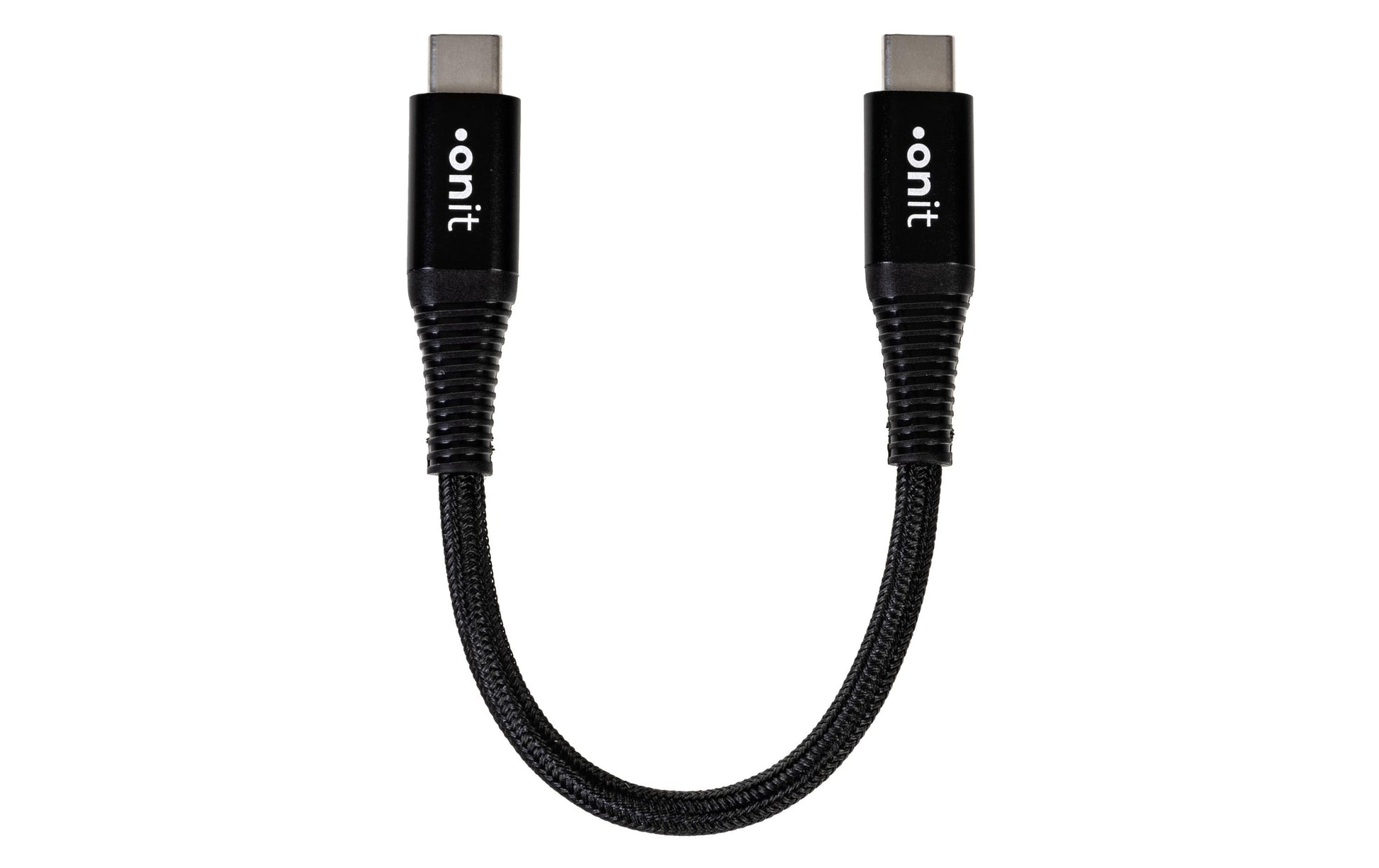 ONIT USB-C auf USB-C Kabel – USB 3.2 Gen 1 (5 Gbit/s) – 0,1 m – PD 60 W – Textilmantel, verstärkt – Schwarz