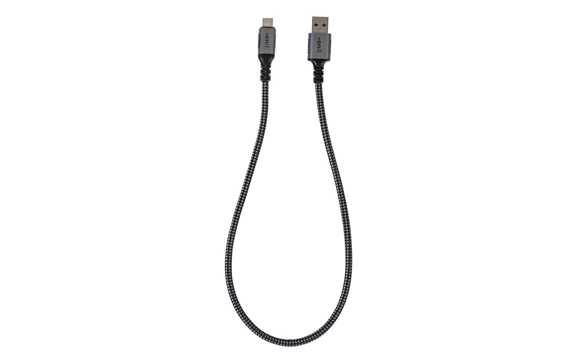 ONIT USB-A auf USB-C Kabel – USB 3.2 Gen 2 (10 Gbit/s) – 0,5 m – PD 66 W – Textilmantel – Schwarz/Grau