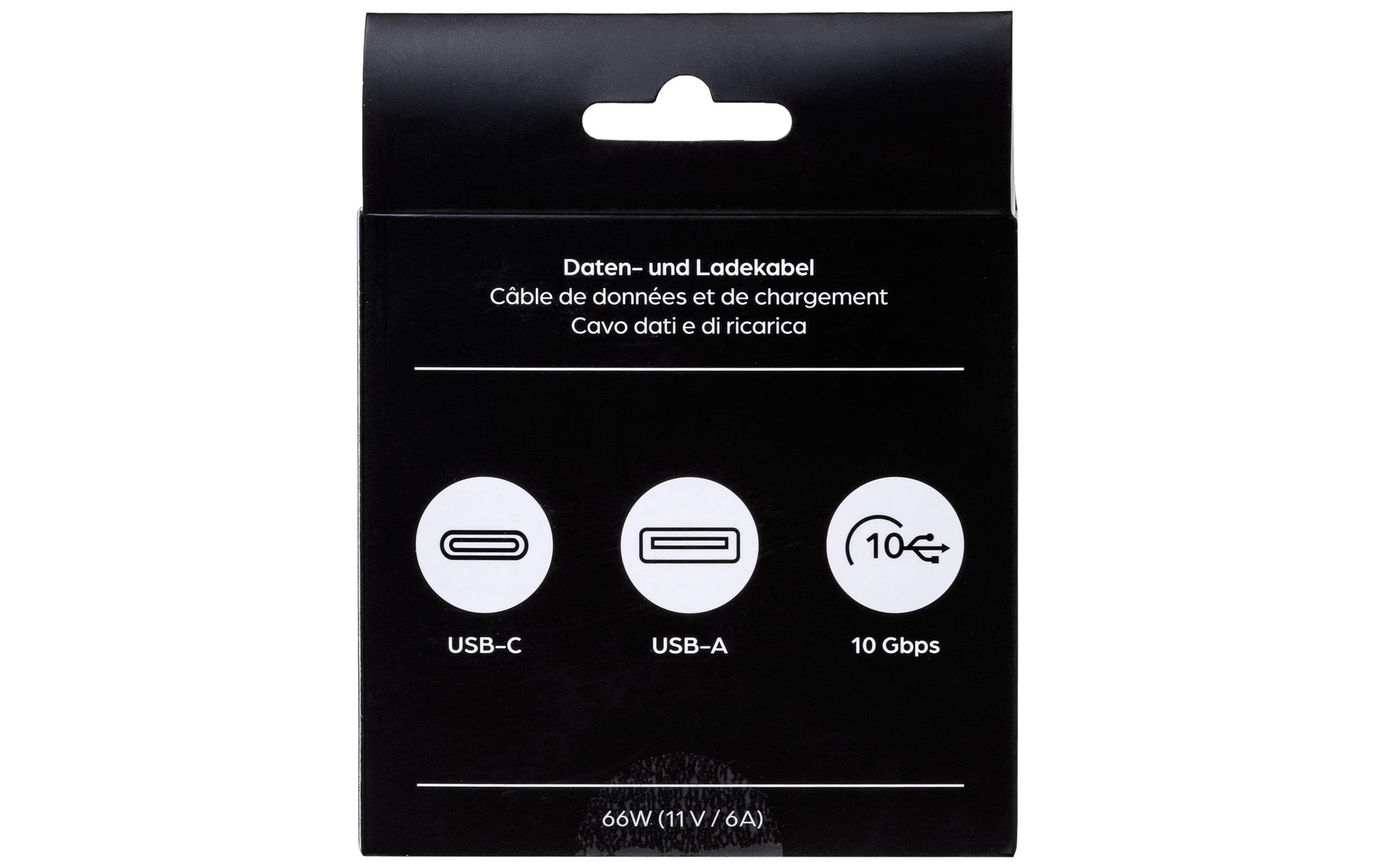 ONIT USB-A auf USB-C Kabel – USB 3.2 Gen 2 (10 Gbit/s) – 0,5 m – PD 66 W – Textilmantel – Schwarz/Grau