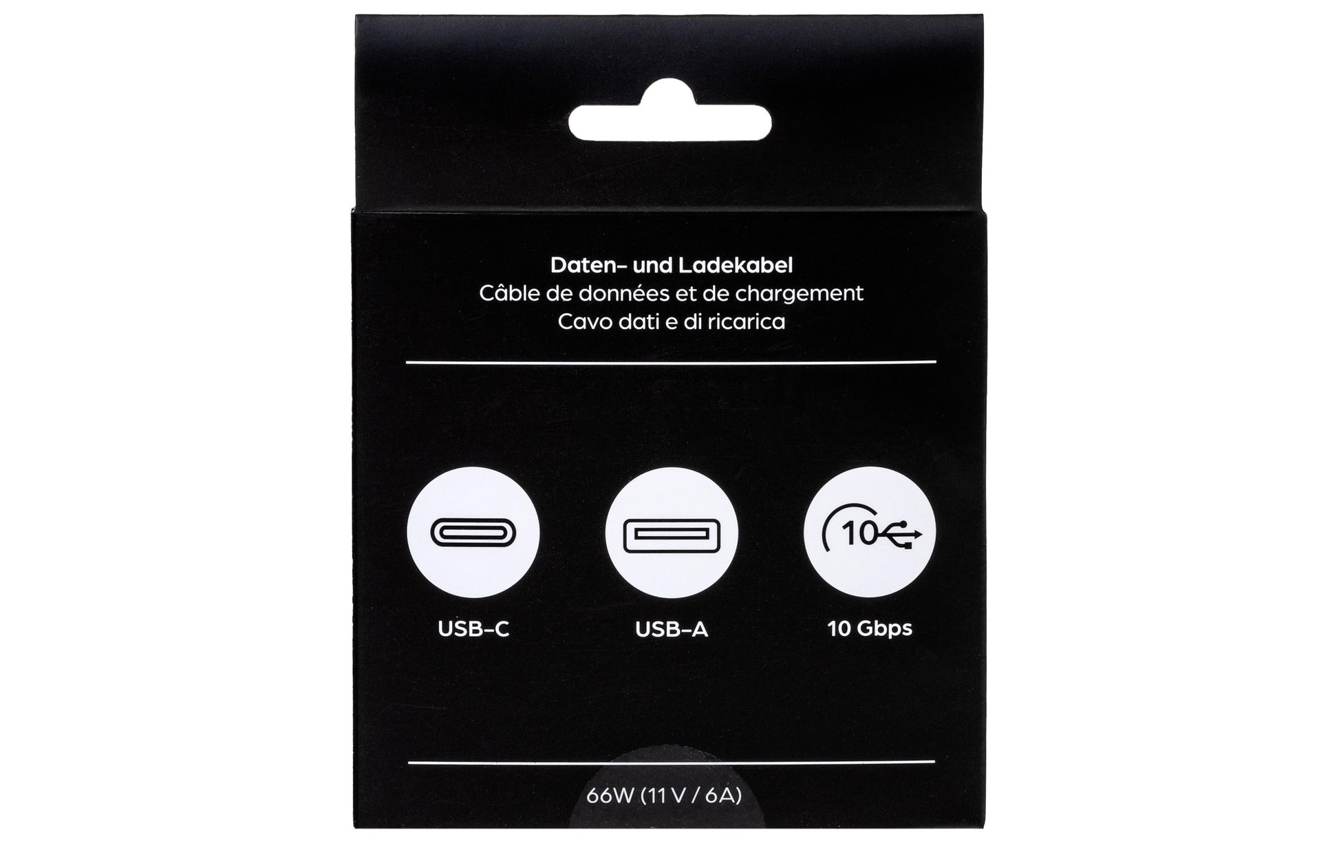 ONIT USB-A auf USB-C Kabel – USB 3.2 Gen 2 (10 Gbit/s) – 1 m – PD 66 W – Textilmantel – Schwarz/Grau