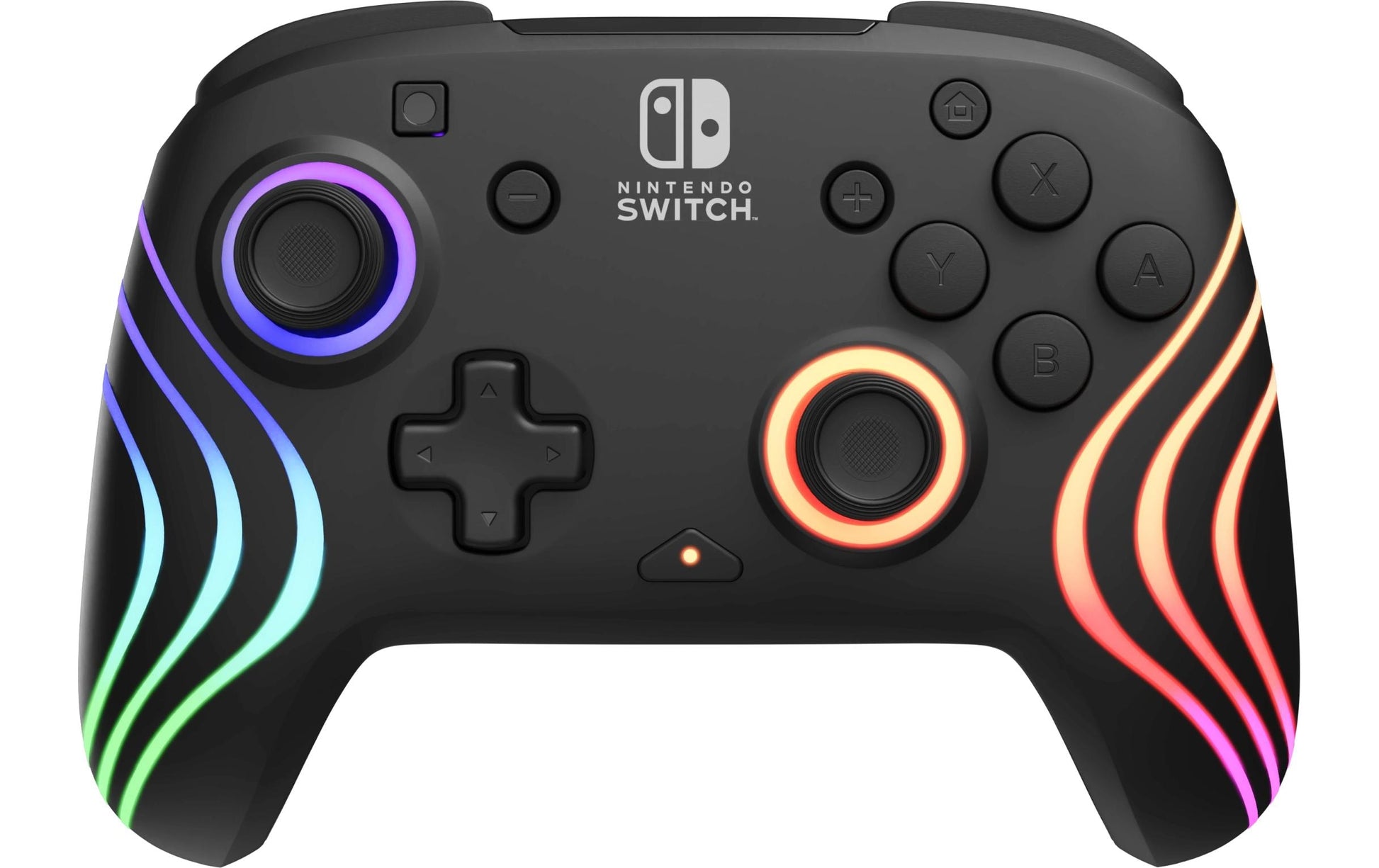 PDP Afterglow Wave – Gamepad – USB + RF 2,4 GHz, RGB, für Nintendo Switch, Schwarz
