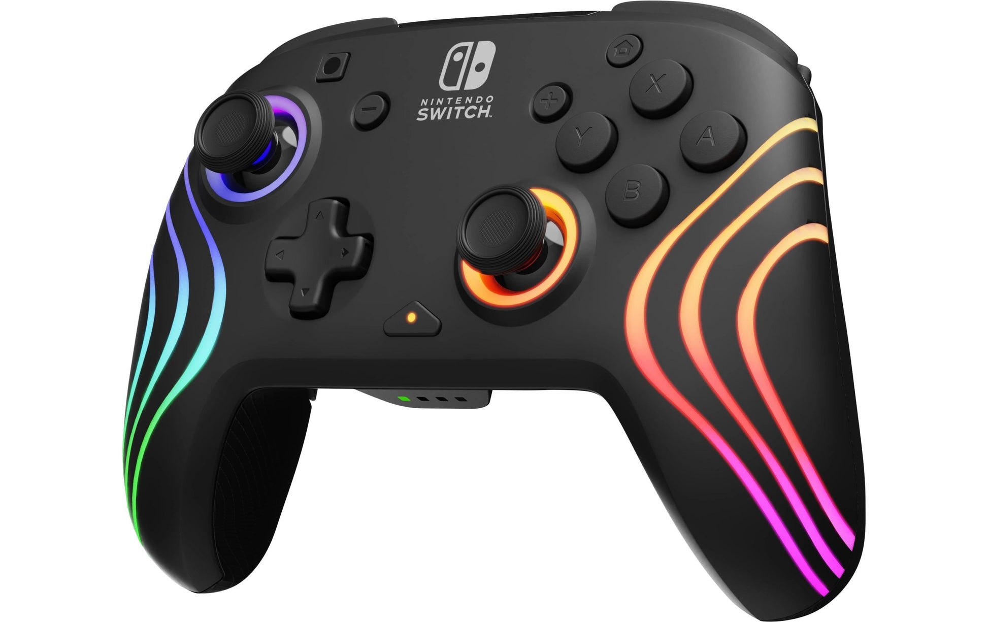 PDP Afterglow Wave – Gamepad – USB + RF 2,4 GHz, RGB, für Nintendo Switch, Schwarz