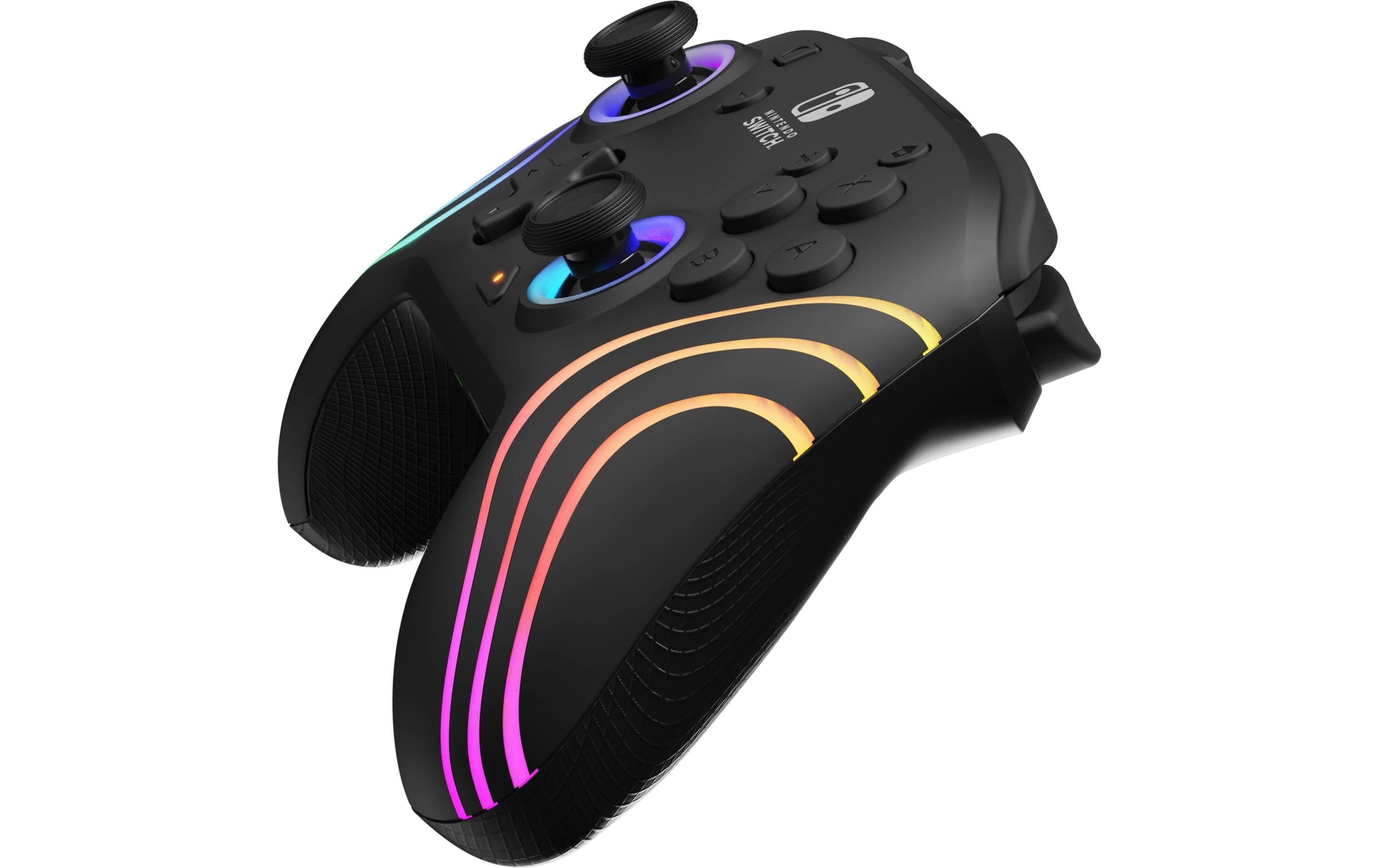 PDP Afterglow Wave – Gamepad – USB + RF 2,4 GHz, RGB, für Nintendo Switch, Schwarz