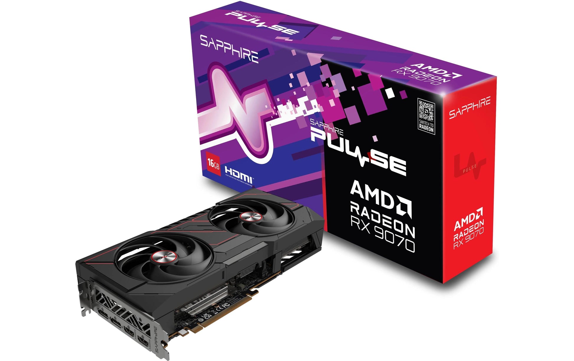 Sapphire PULSE Radeon RX 9070 – 16 GB GDDR6, PCIe 5.0, 2x HDMI/2x DP