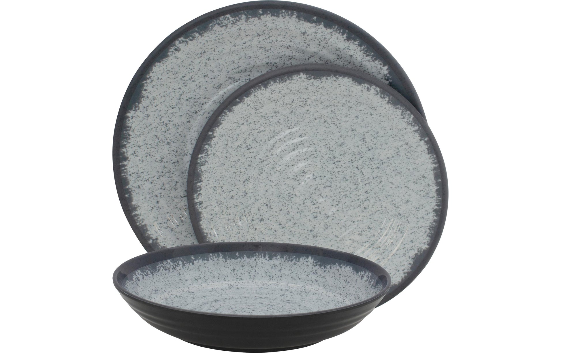 Eurotrail Speise-Service – 16-teilig, Speiseteller Ø 26,5 cm, Melamin, Anthrazit