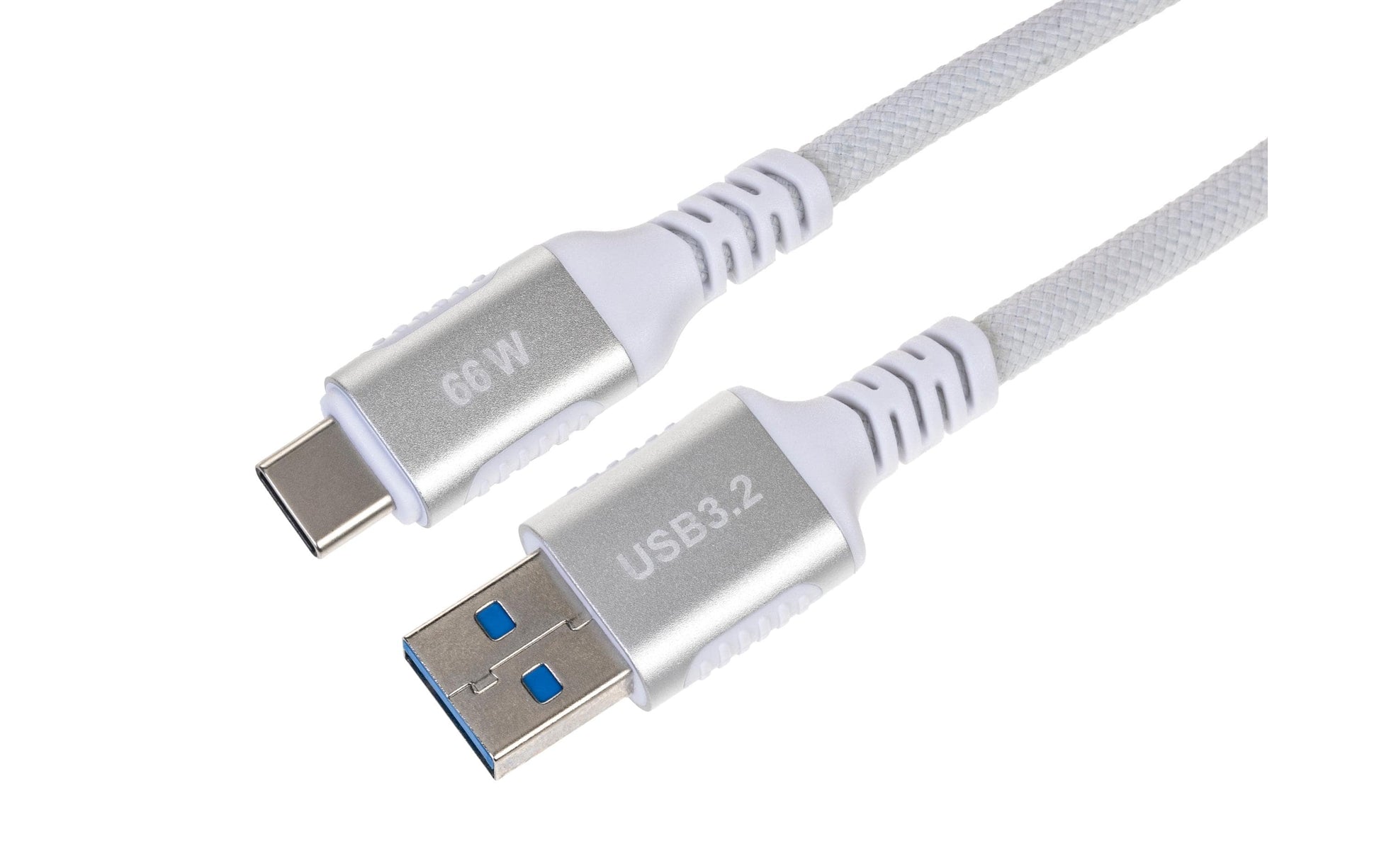 ONIT USB-A auf USB-C Kabel – USB 3.2 Gen 2 (10 Gbit/s) – 2 m – PD 66 W – Textilmantel – Weiss