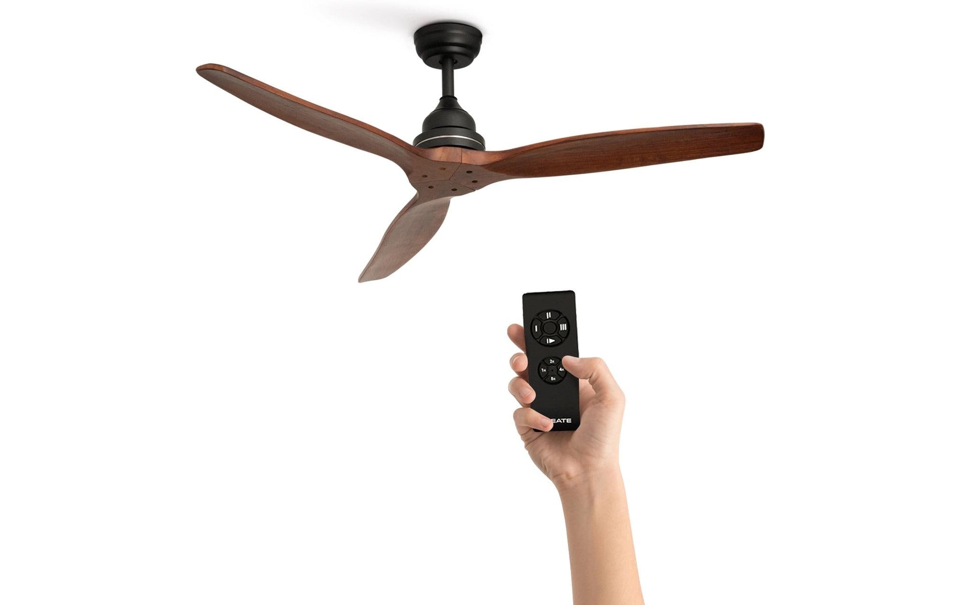 Create Deckenventilator – 132 cm, 75 W, Holz, Fernbedienung, Schwarz