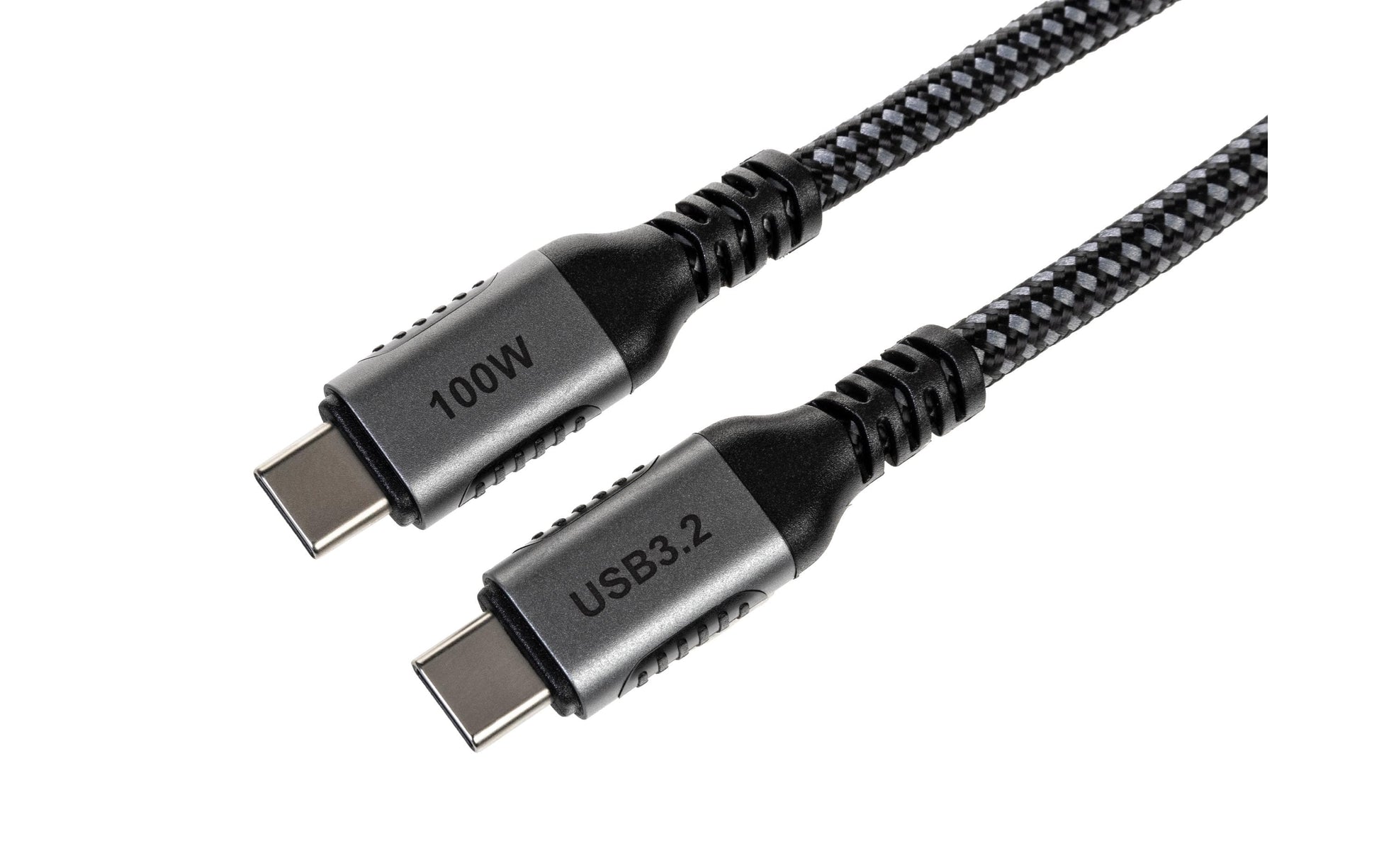 ONIT USB-C auf USB-C Kabel – USB 3.2 Gen 2 (10 Gbit/s) – 2 m – PD 100 W – Textilmantel – Schwarz/Grau