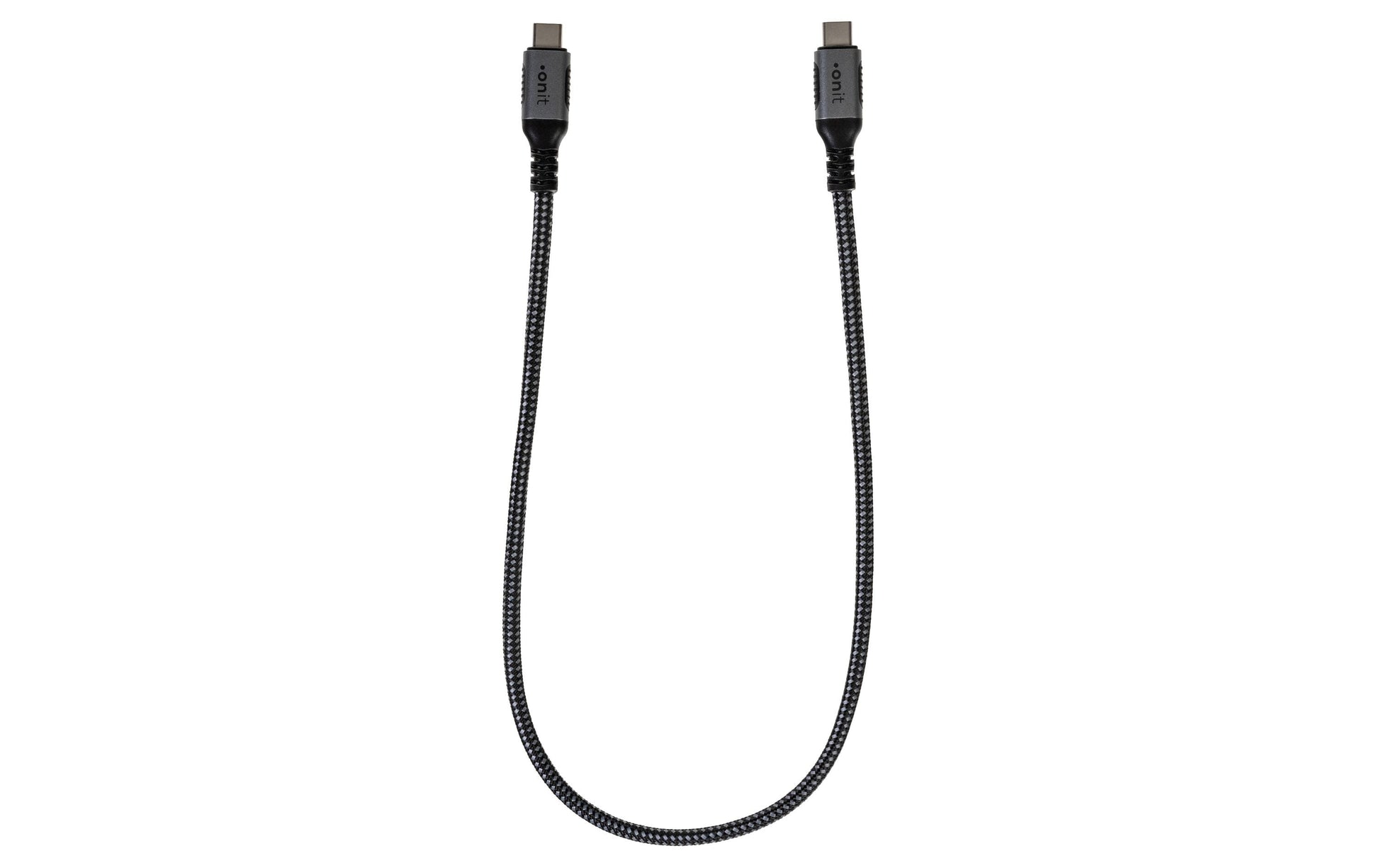 ONIT USB-C auf USB-C Kabel – USB 3.2 Gen 2 (10 Gbit/s) – 0,5 m – PD 100 W – Textilmantel – Schwarz/Grau