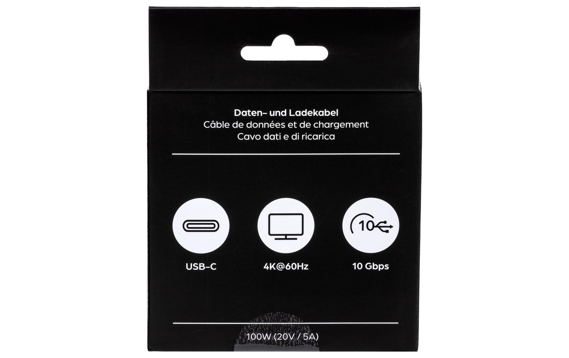 ONIT USB-C auf USB-C Kabel – USB 3.2 Gen 2 (10 Gbit/s) – 0,5 m – PD 100 W – Textilmantel – Schwarz/Grau