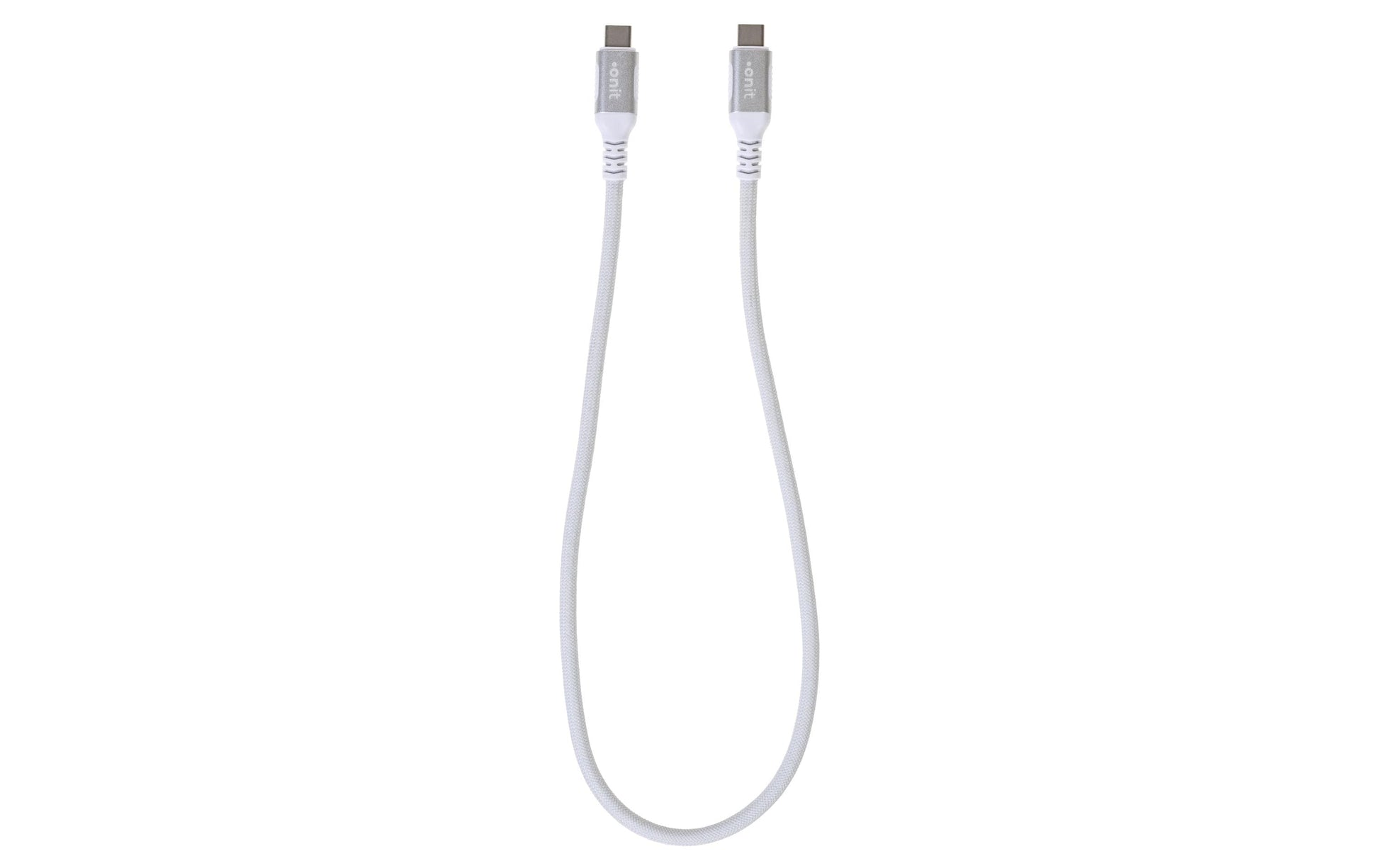 ONIT USB-C auf USB-C Kabel – USB 3.2 Gen 2 (10 Gbit/s) – 0,5 m – PD 100 W – Textilmantel – Weiss