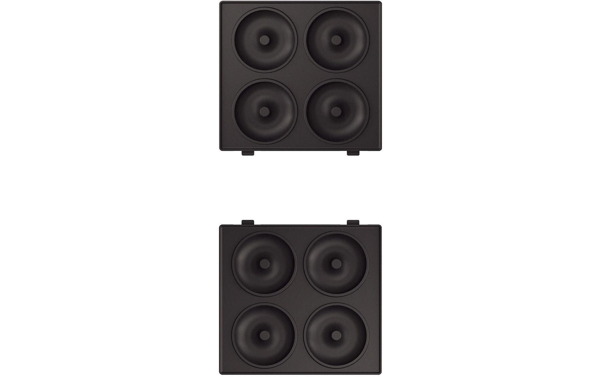 CREATE Ersatzteller Donuts 2in1 – für 2in1 Compact Waffeleisen, 2 Stk., Schwarz