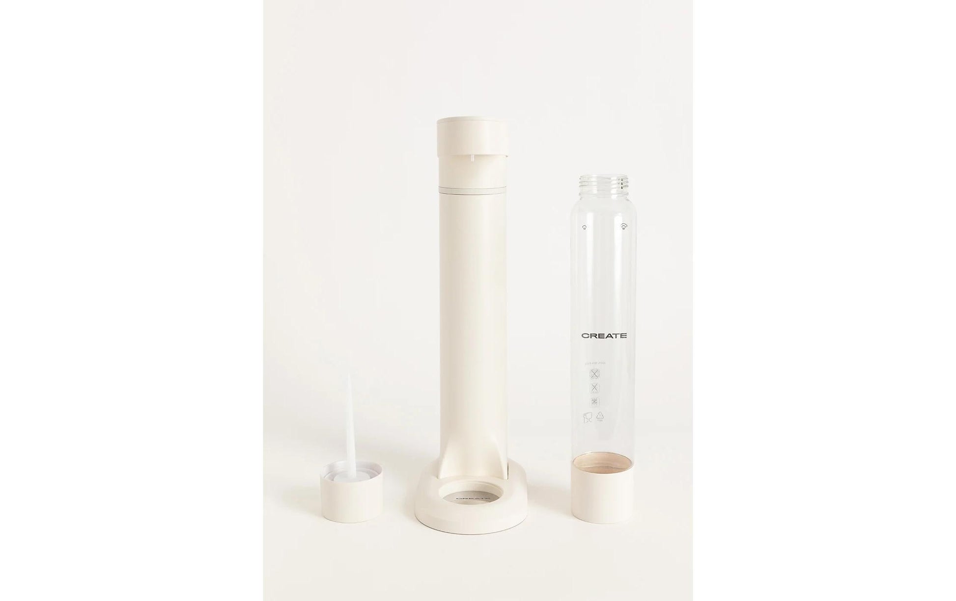 Create Sodamaker Studio Wassersprudler – inkl. 1 Flasche (Glas), Creme