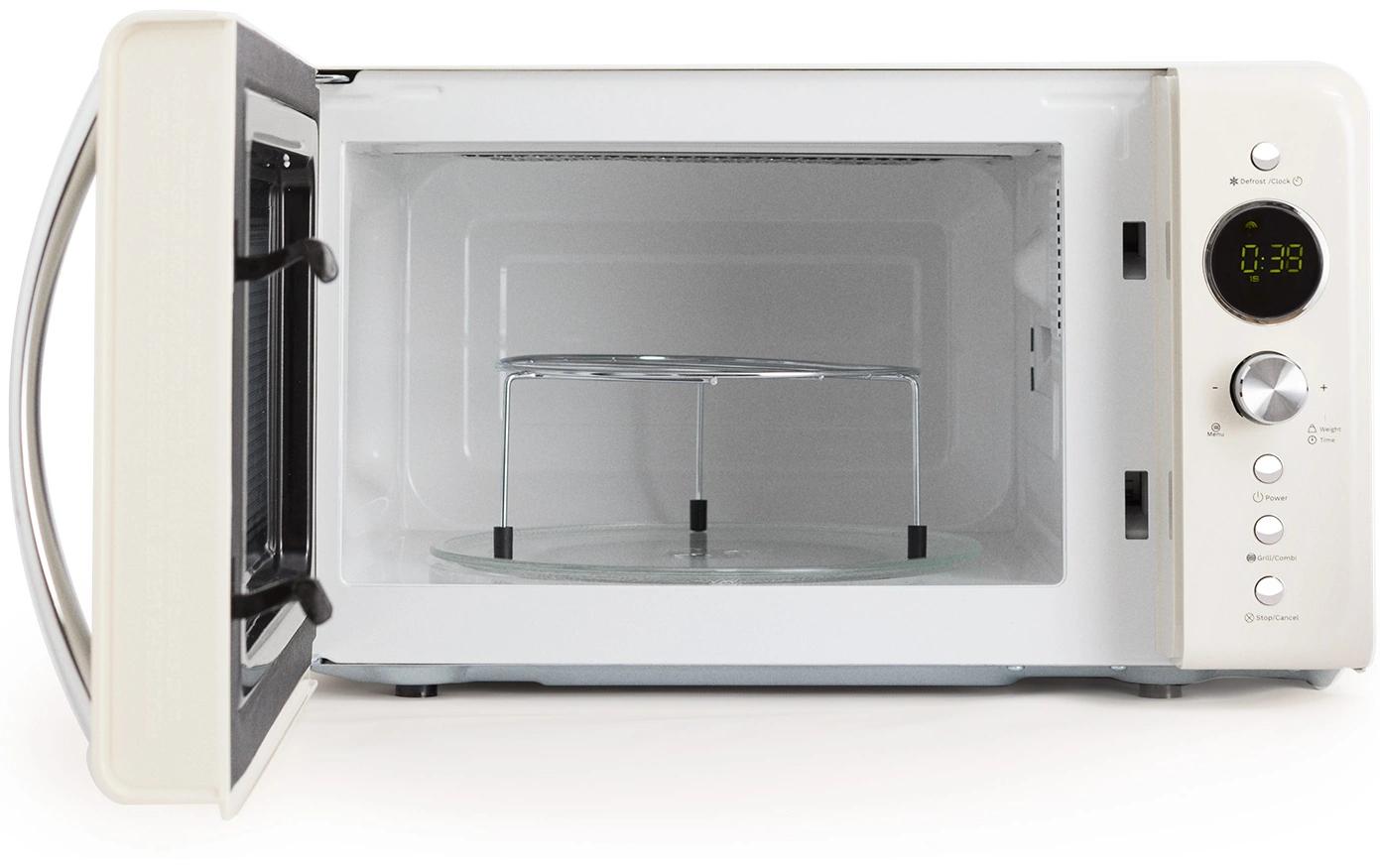CREATE Retro Grill Mikrowelle – 20 l, Grill, 700 W – weiss
