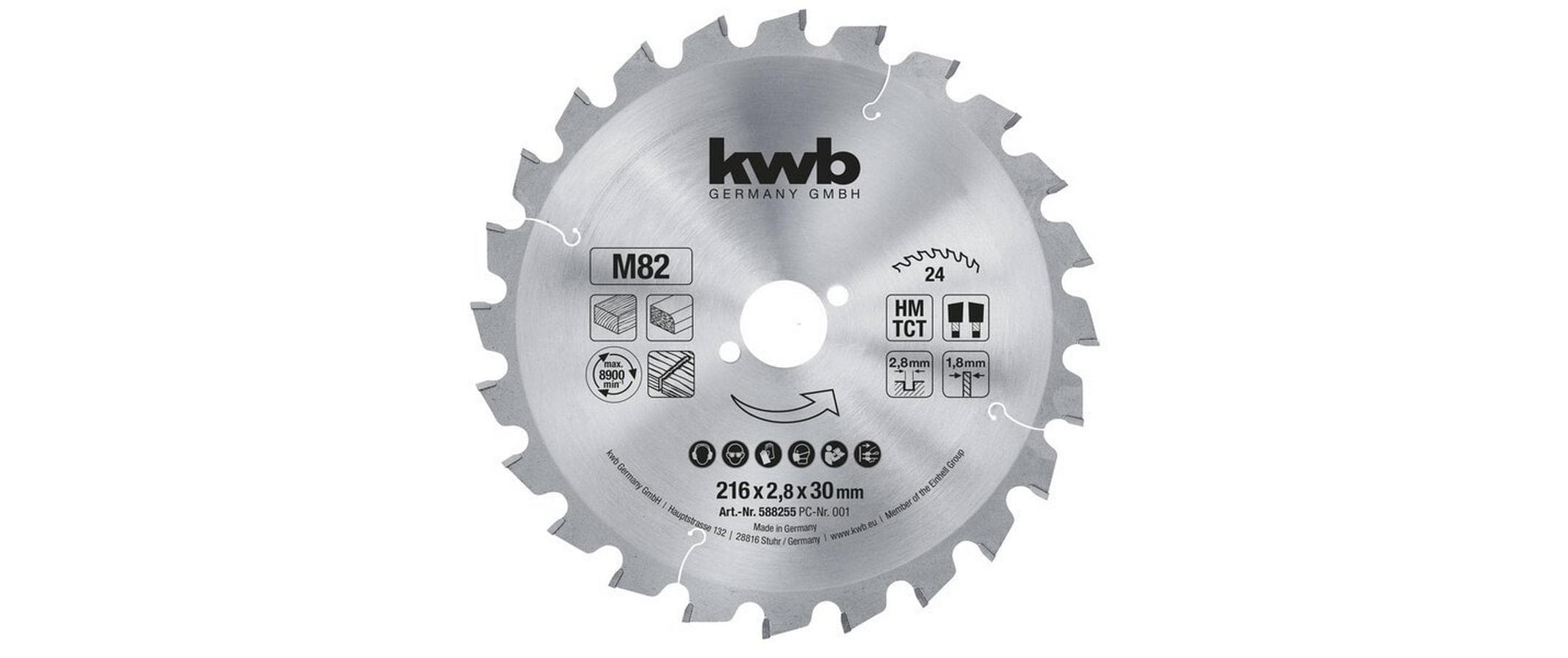 Einhell Kreissägeblatt 216 × 30 × 2,8 mm, 24 Zähne Hartmetall – für Holz