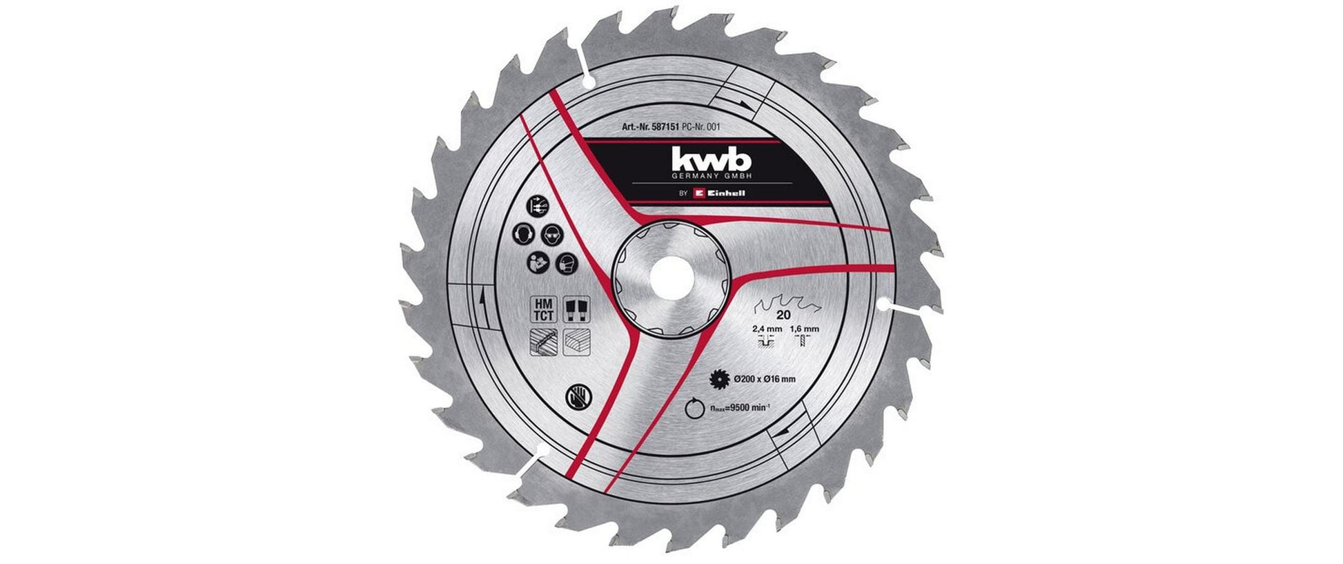 Einhell Kreissägeblatt 200 × 16 × 2,4 mm, 20 Zähne – für Holz