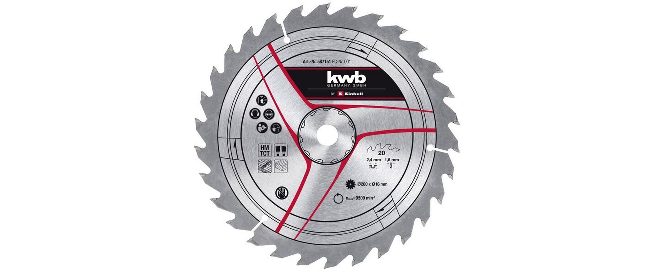 Einhell Kreissägeblatt 200 × 16 × 2,4 mm, 20 Zähne – für Holz