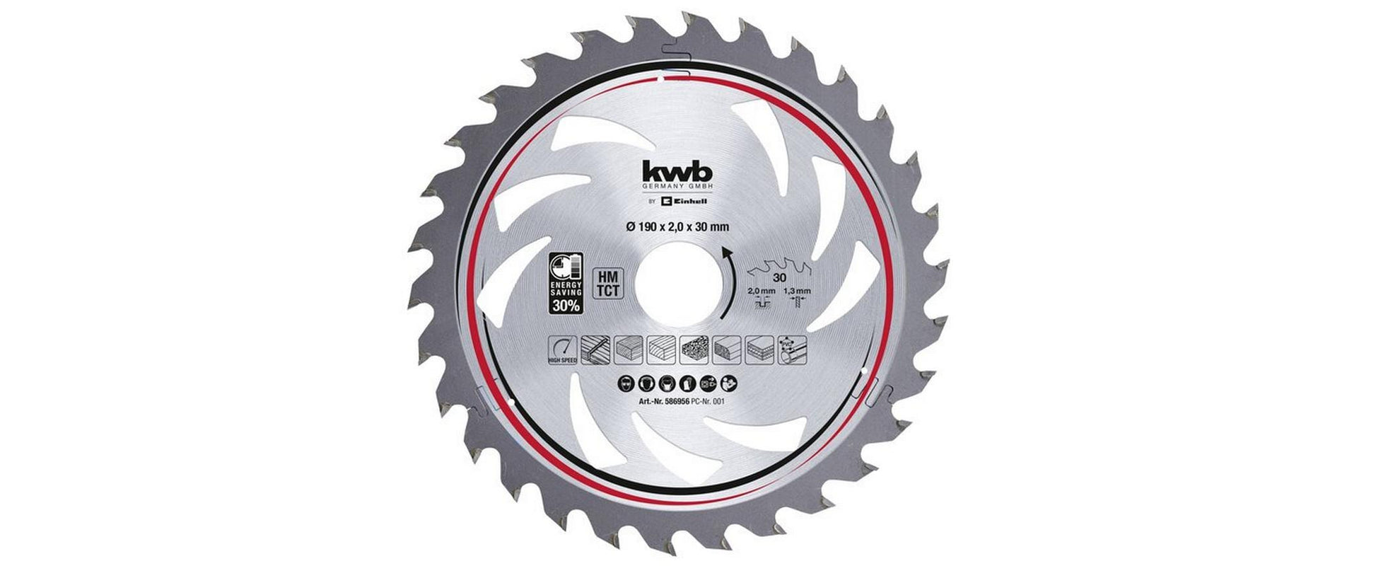 Einhell Kreissägeblatt 190 × 30 mm Hartmetall, 30 Zähne – für Holz