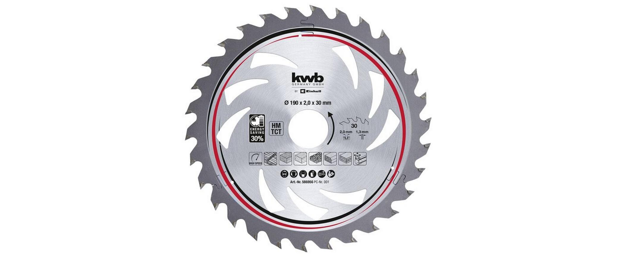 Einhell Kreissägeblatt 190 × 30 mm Hartmetall, 30 Zähne – für Holz