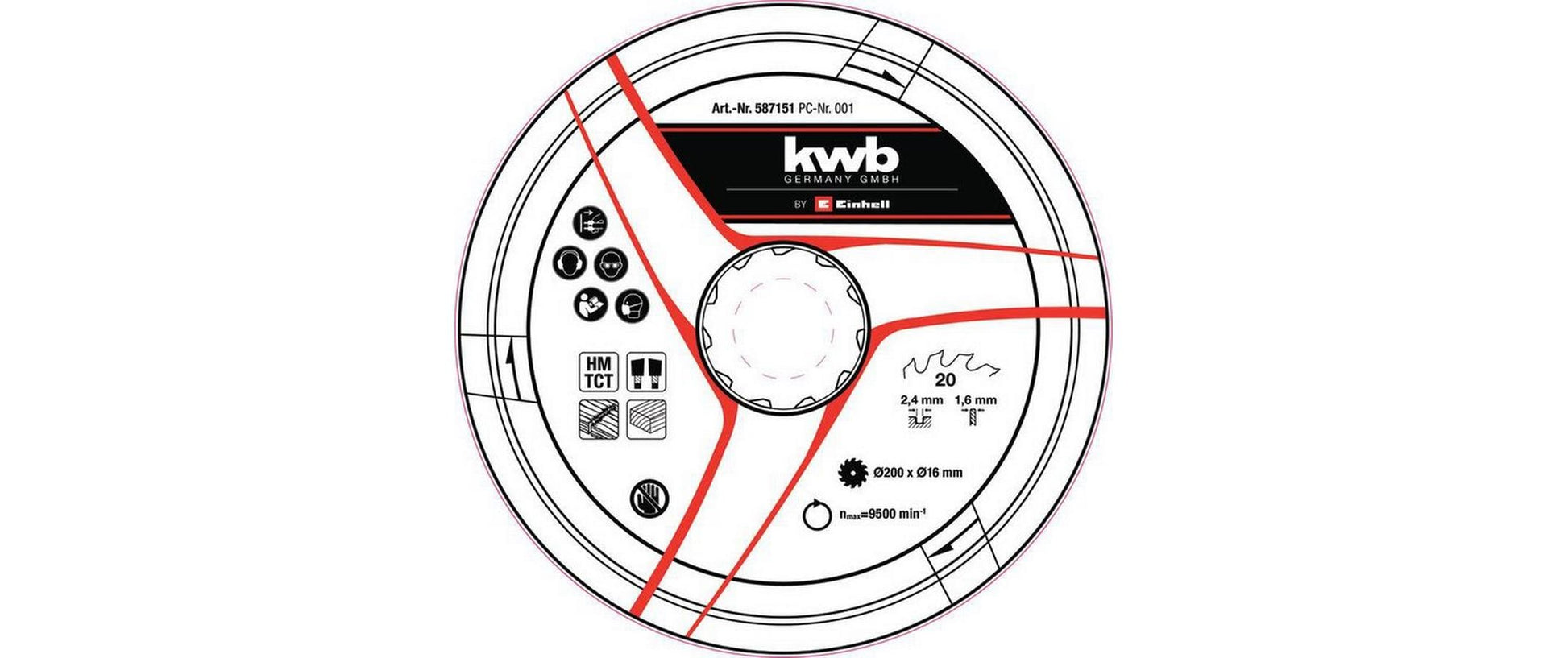 Einhell Kreissägeblatt 200 × 16 × 2,4 mm, 20 Zähne – für Holz