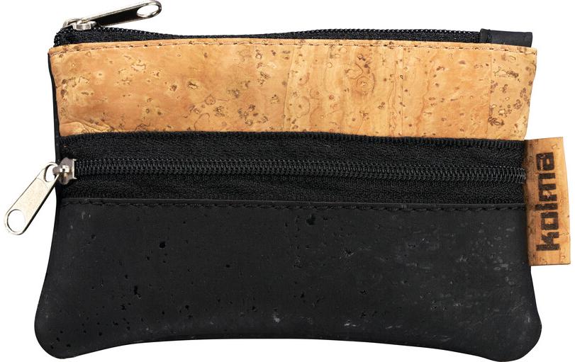 Kolma Reissverschlusstasche – Kork, Schwarz/Braun – mit Mini, 80×130 mm