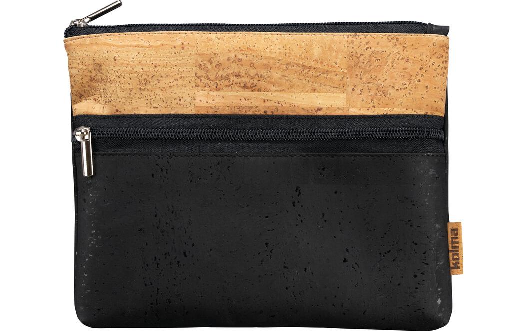 Kolma Reissverschlusstasche – 148 × 210 mm, Kork, Schwarz/Braun – 1 Stück