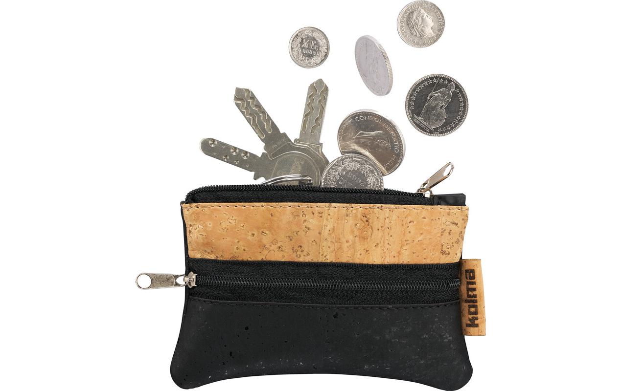 Kolma Reissverschlusstasche – Kork, Schwarz/Braun – mit Mini, 80×130 mm